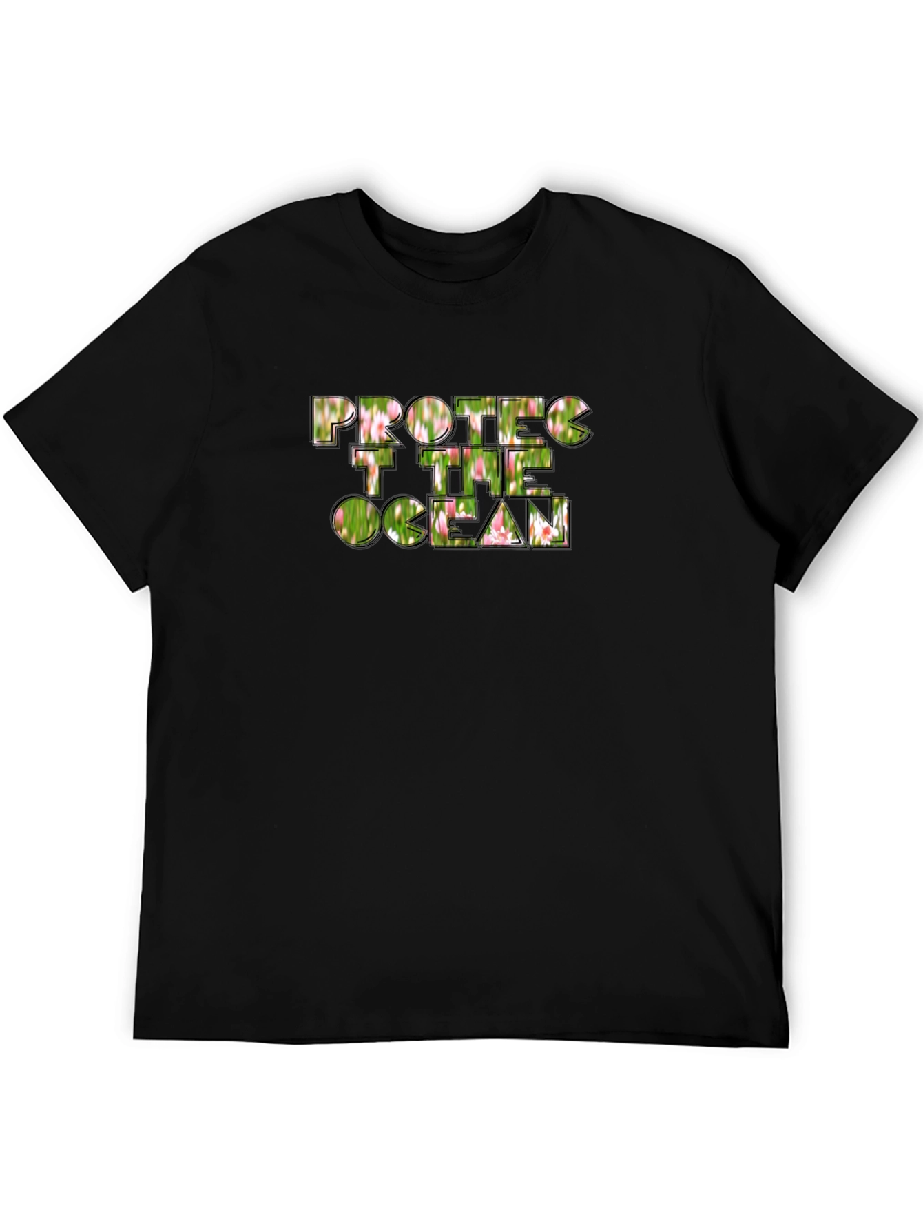 Protect The Ocean Graphic Print Black T-Shirt