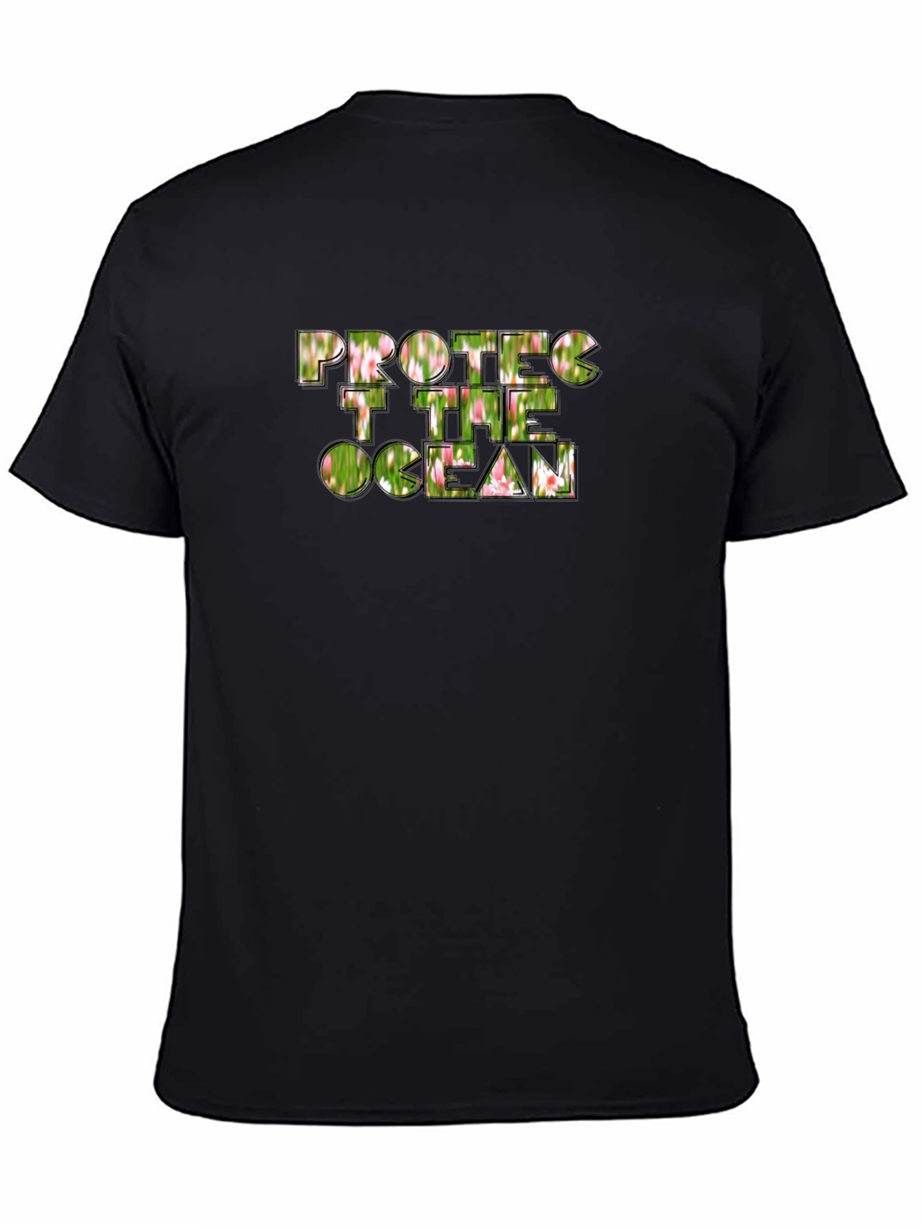Protect The Ocean Graphic Print Black T-Shirt