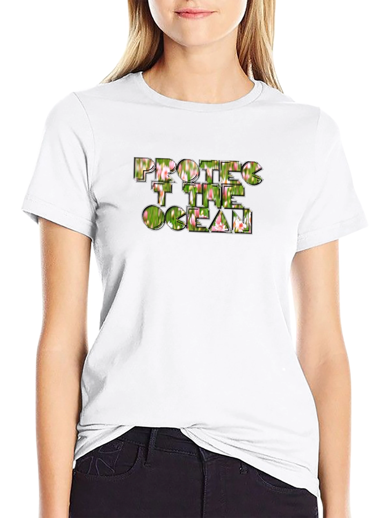 Protect The Ocean Graphic Print Black T-Shirt