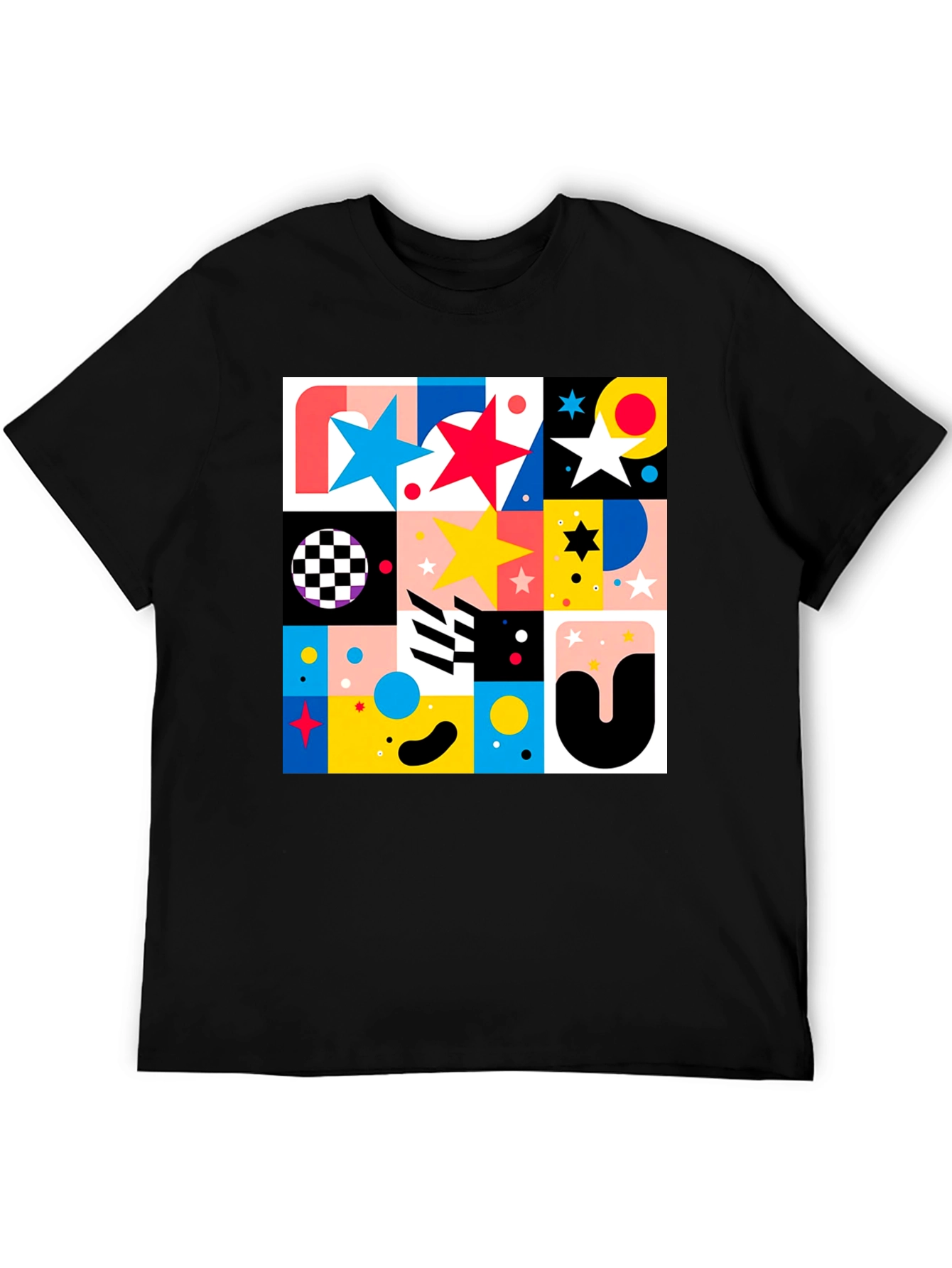 Geometric Patterned Graphic Tee - Modern Design