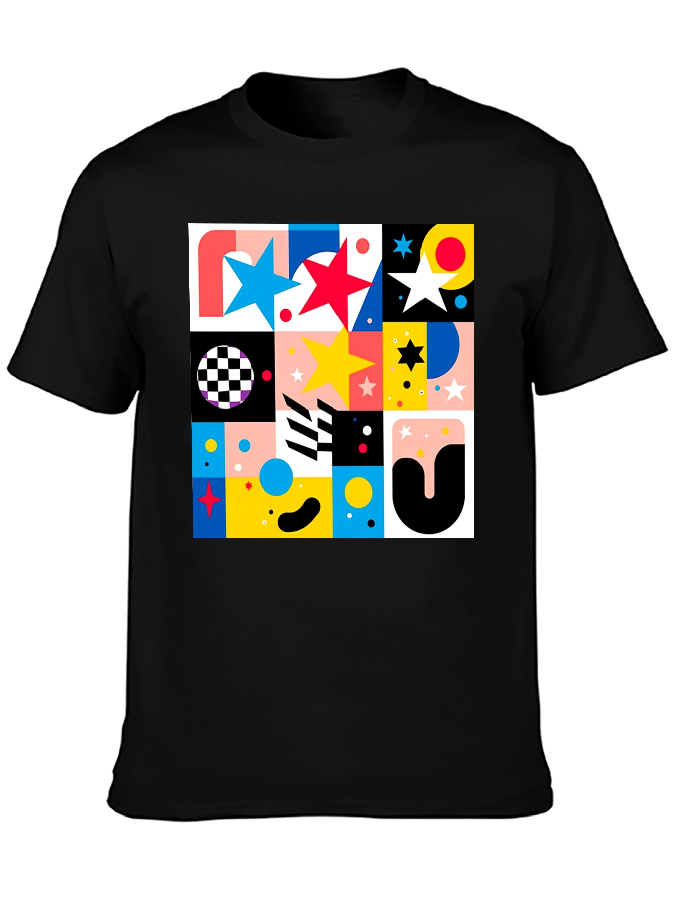 Geometric Patterned Graphic Tee - Modern Design