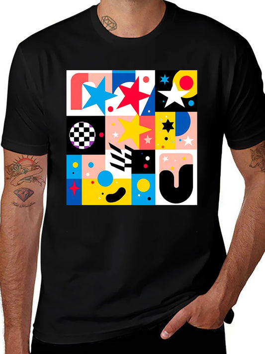 Geometric Patterned Graphic Tee - Modern Design