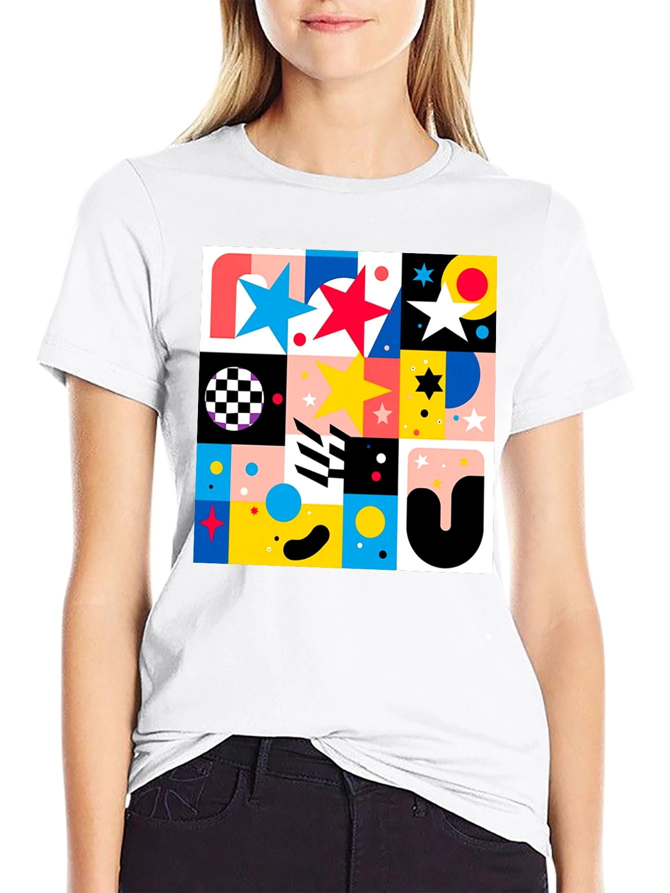 Geometric Patterned Graphic Tee - Modern Design