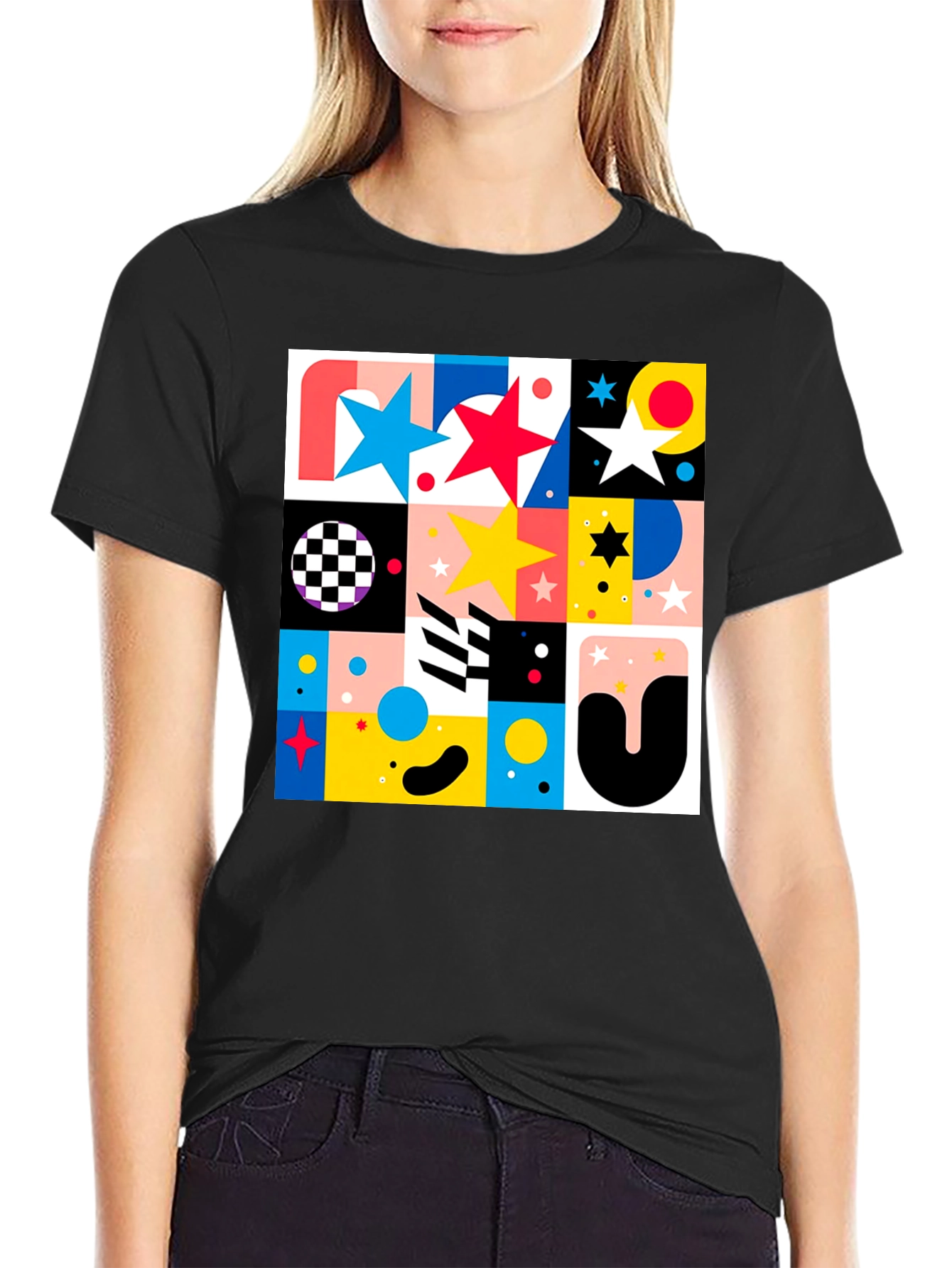Geometric Patterned Graphic Tee - Modern Design