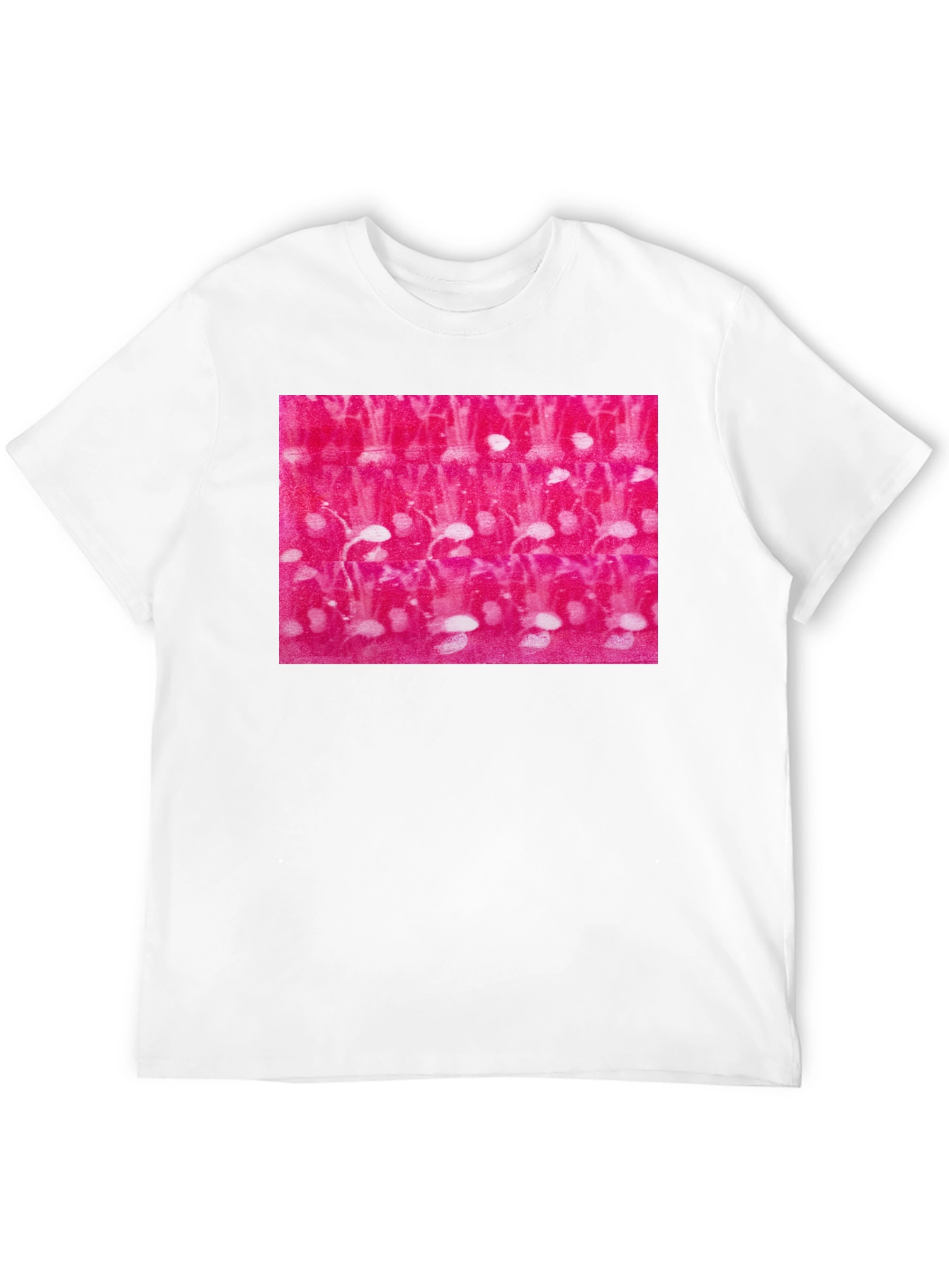 Abstract Pink and White Pattern Black T-Shirt