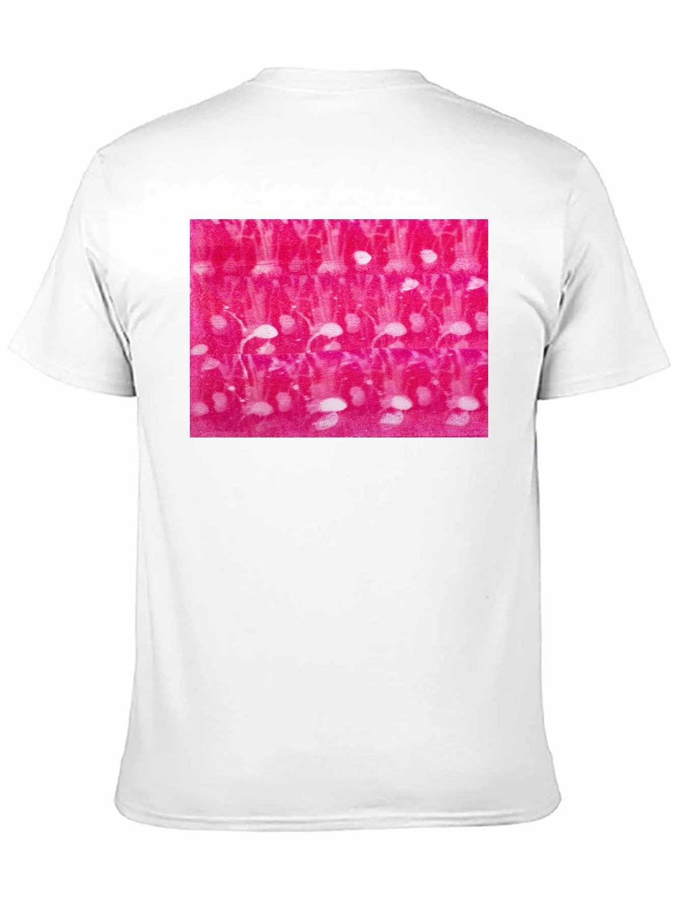 Abstract Pink and White Pattern Black T-Shirt