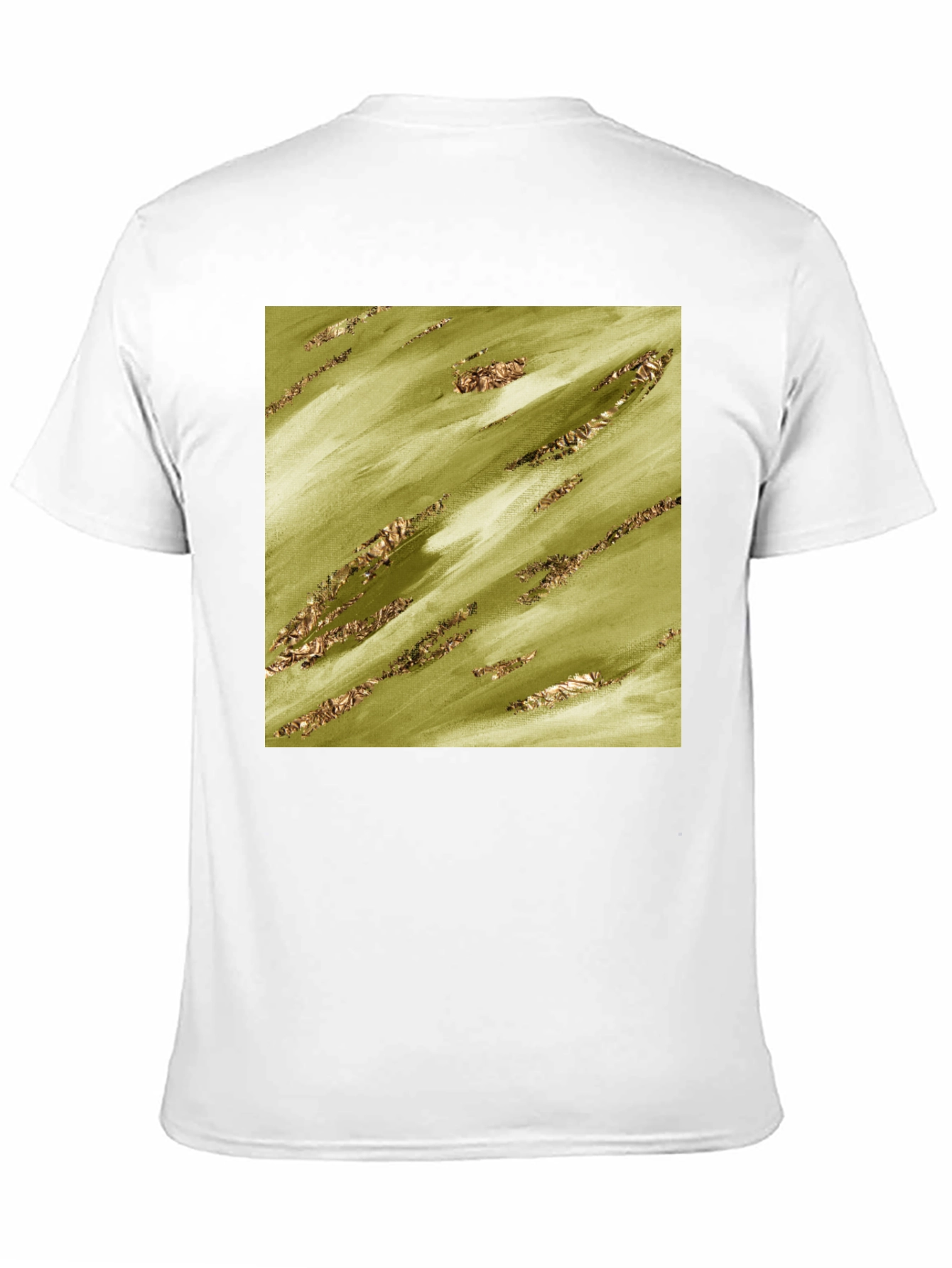 Olive Green Gold Streak Pattern Tee