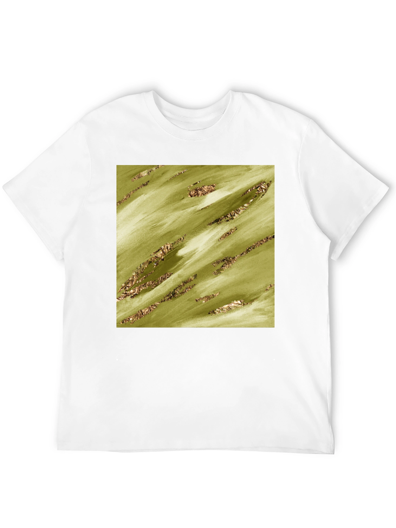 Olive Green Gold Streak Pattern Tee