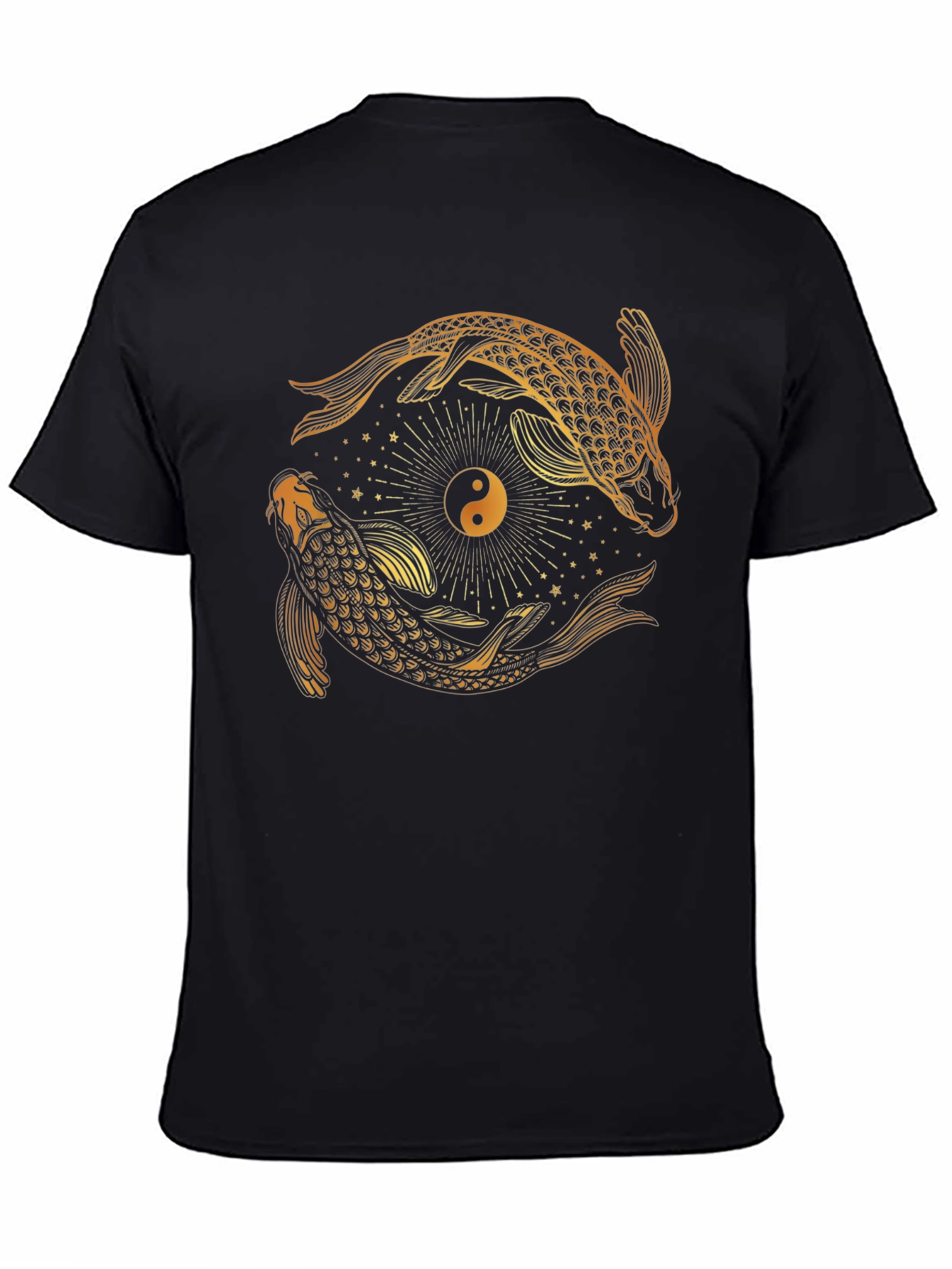 Yin Yang Koi Fish Graphic Tee - Black