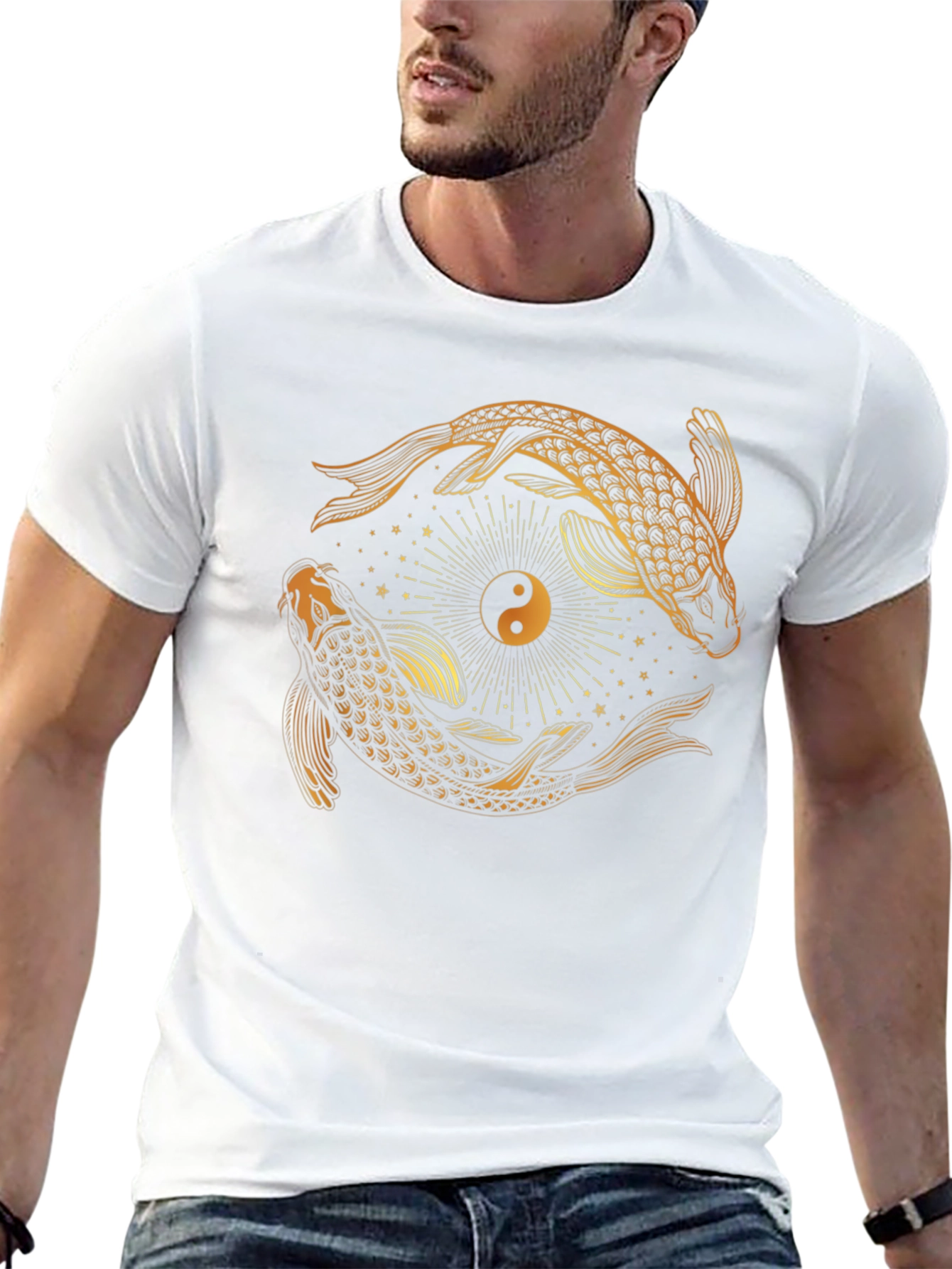 Yin Yang Koi Fish Graphic Tee - Black