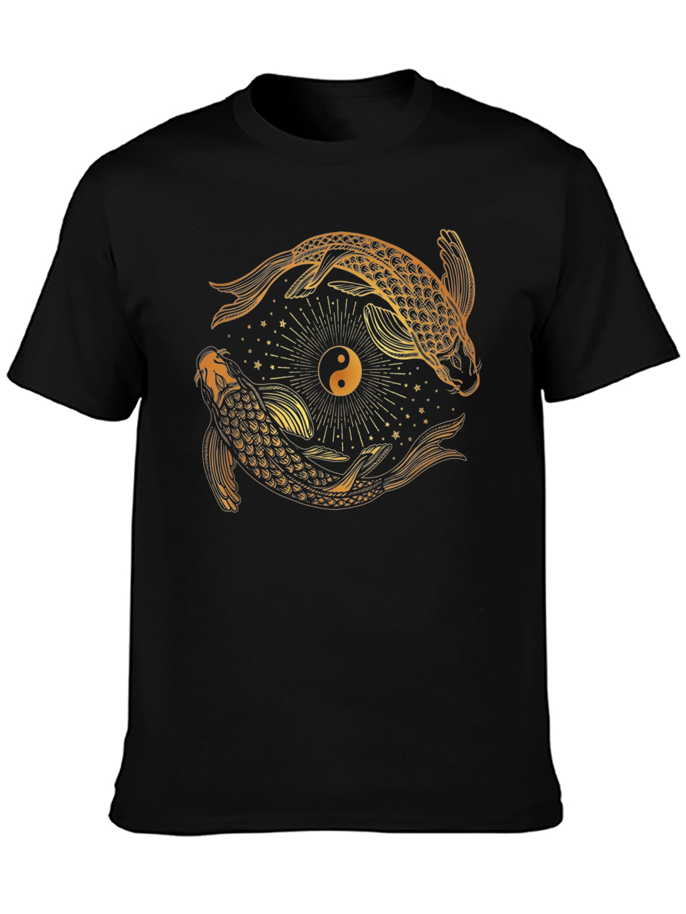 Yin Yang Koi Fish Graphic Tee - Black