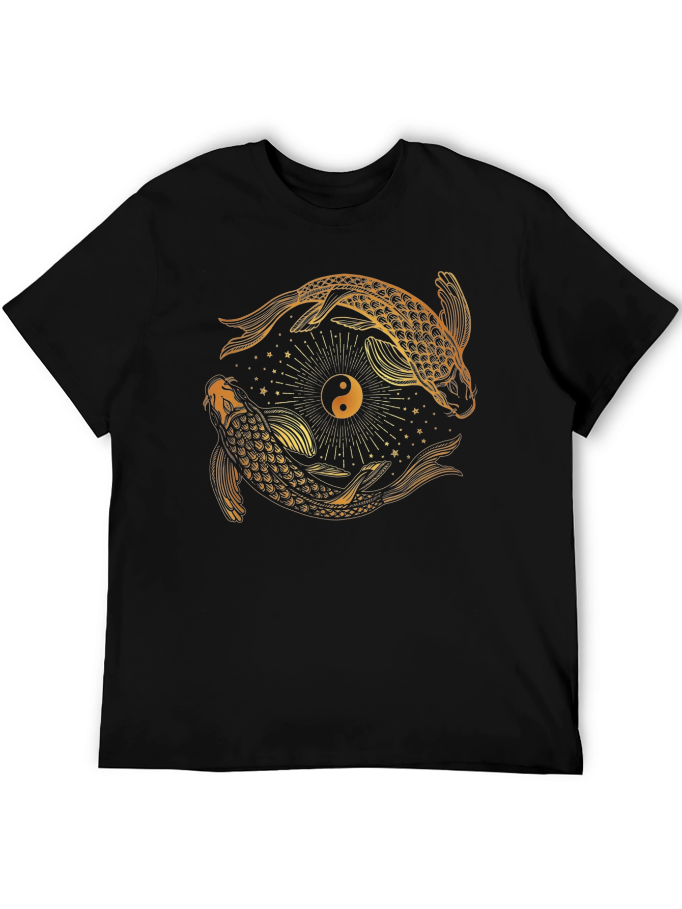Yin Yang Koi Fish Graphic Tee - Black
