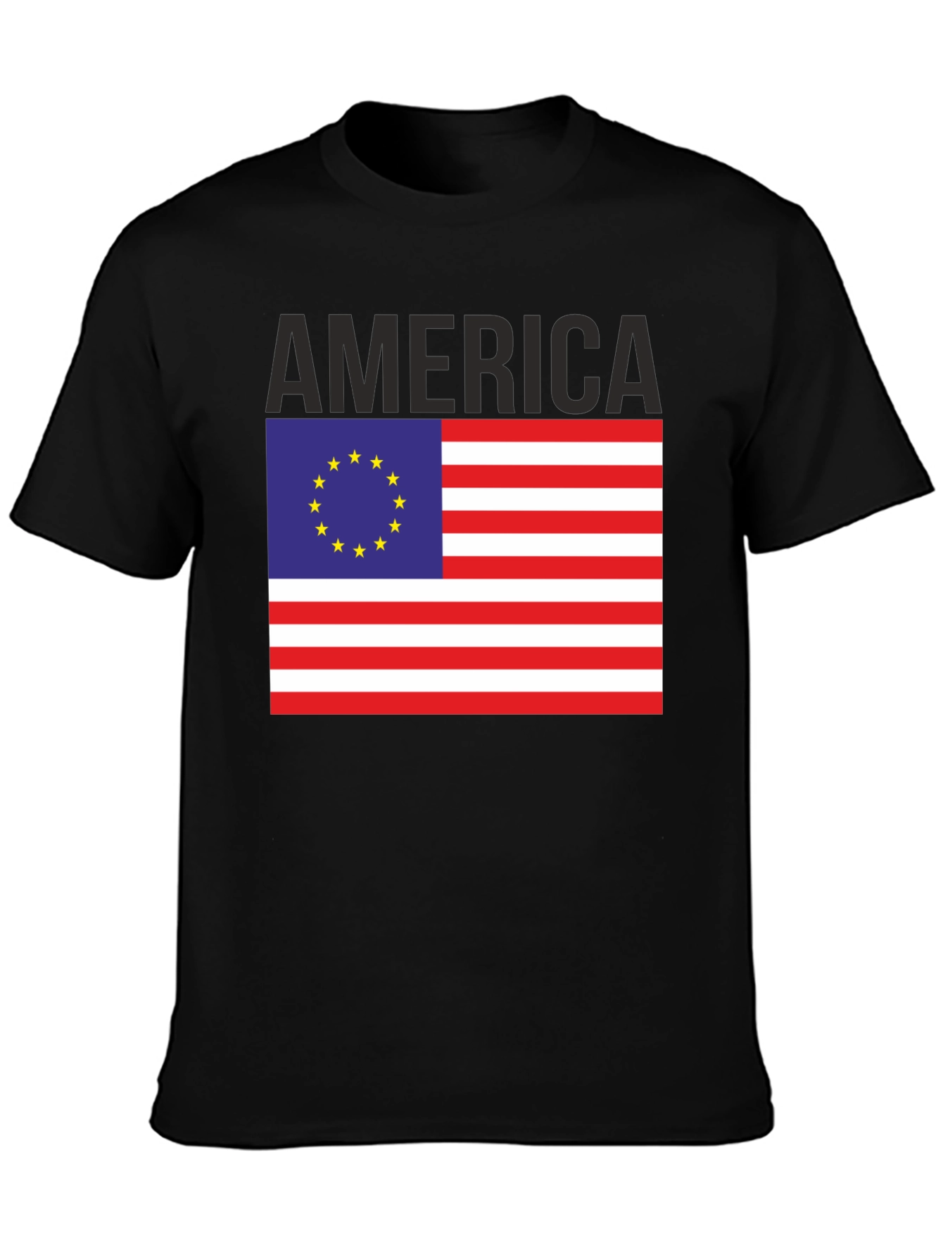 America EU Flag Graphic Tee - Patriotic Novelty T-Shirt