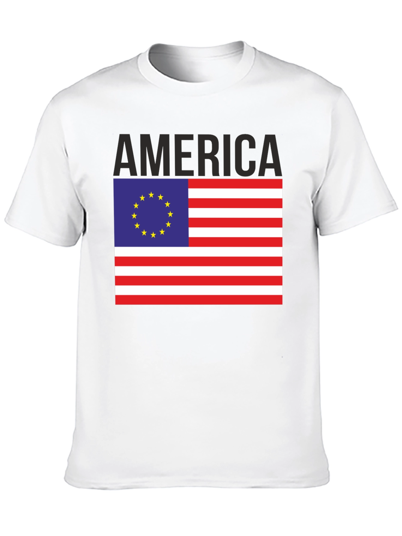 America EU Flag Graphic Tee - Patriotic Novelty T-Shirt