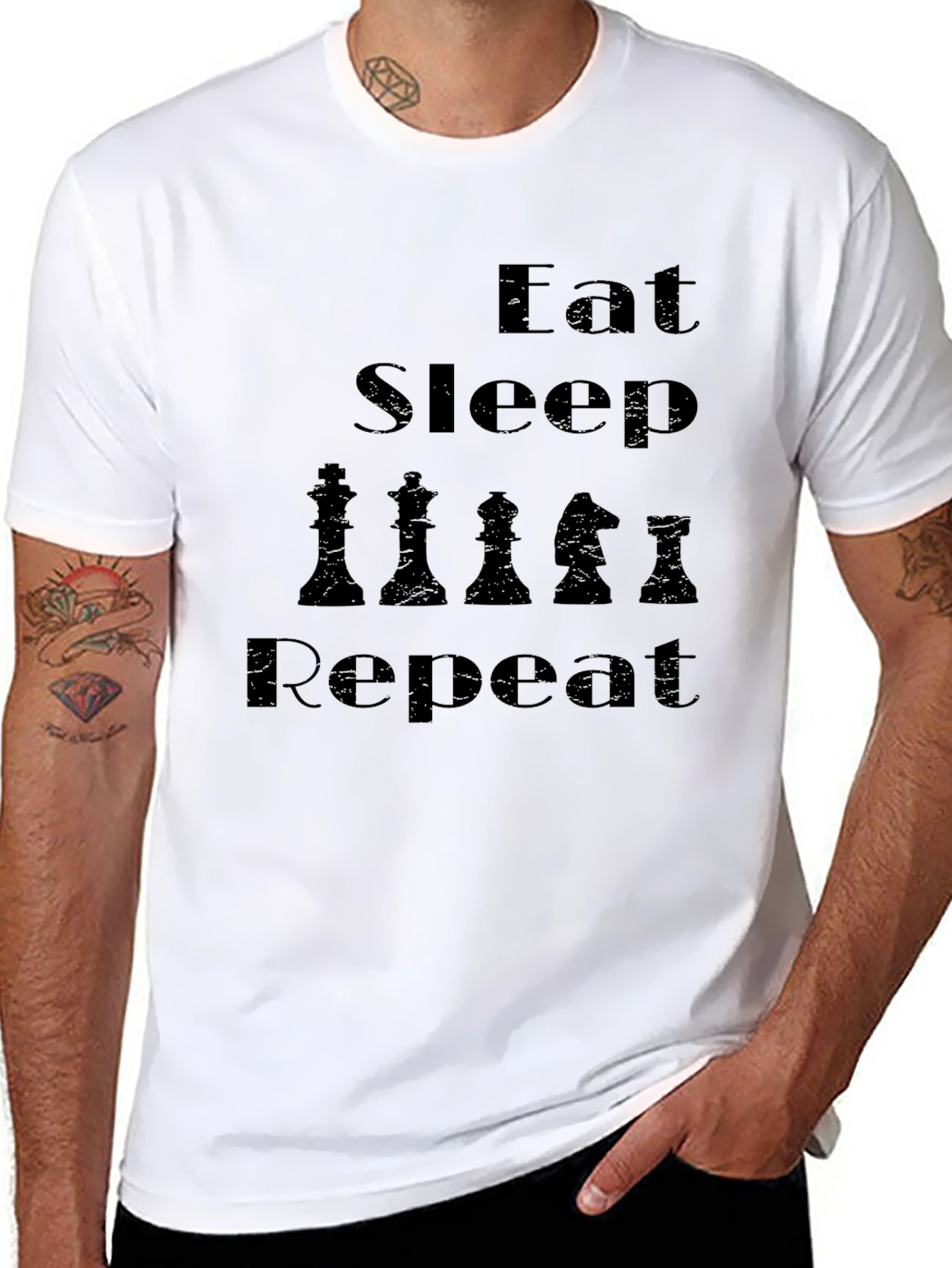 Eat Sleep Chess Repeat - Black T-Shirt