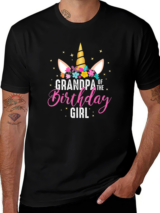 Grandpa of the Birthday Girl Unicorn Graphic T-Shirt