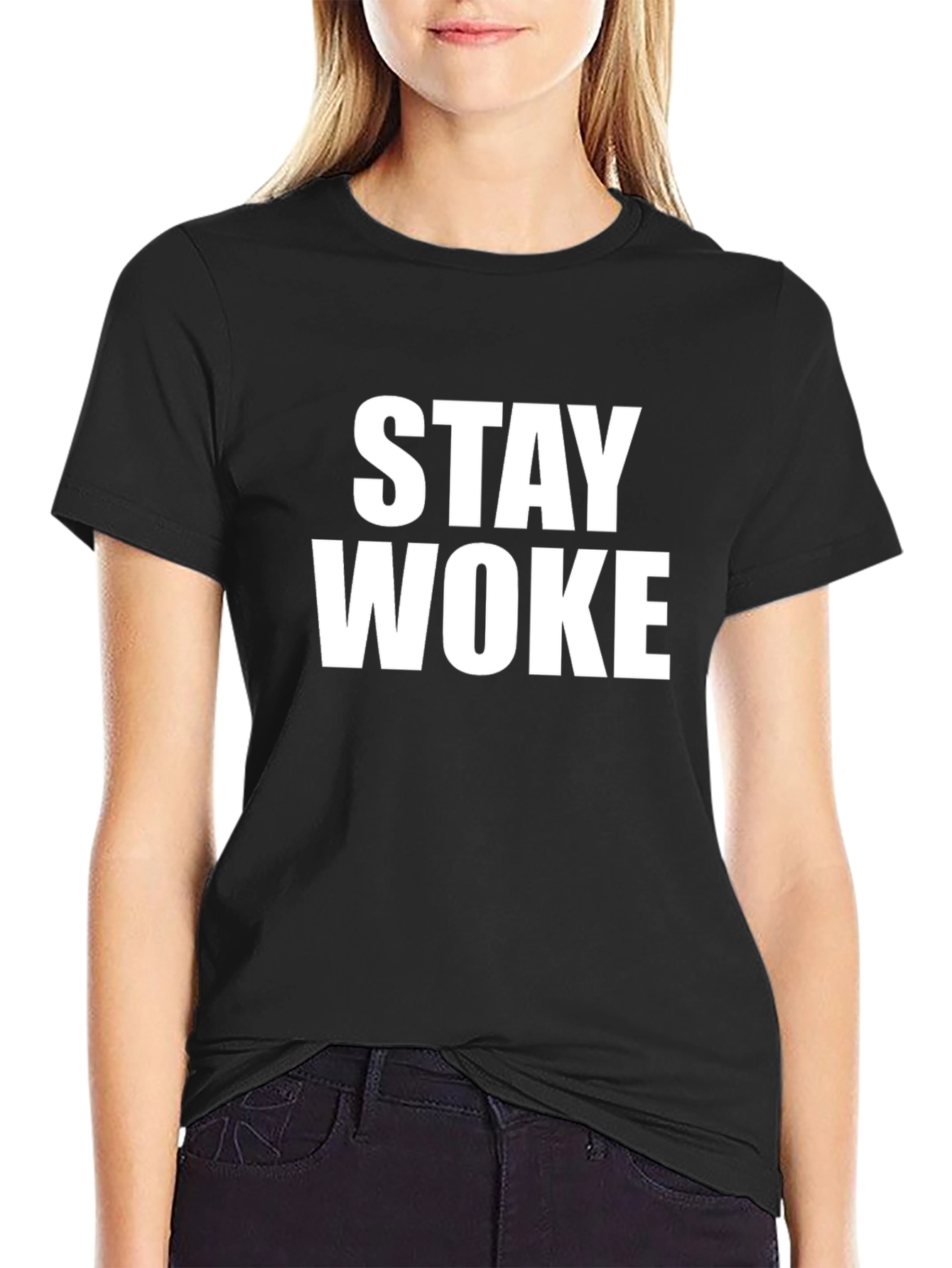 Stay Woke Black Graphic Tee