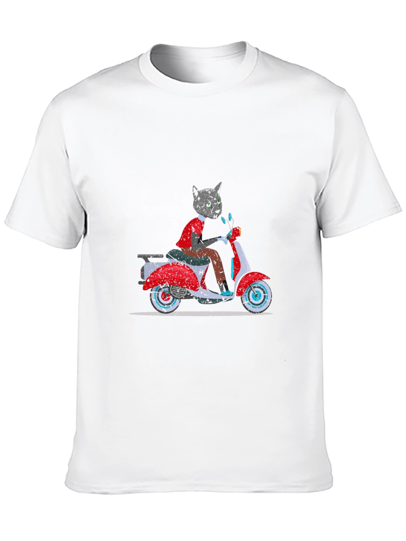 Cat on Scooter Graphic Tee - Black T-Shirt