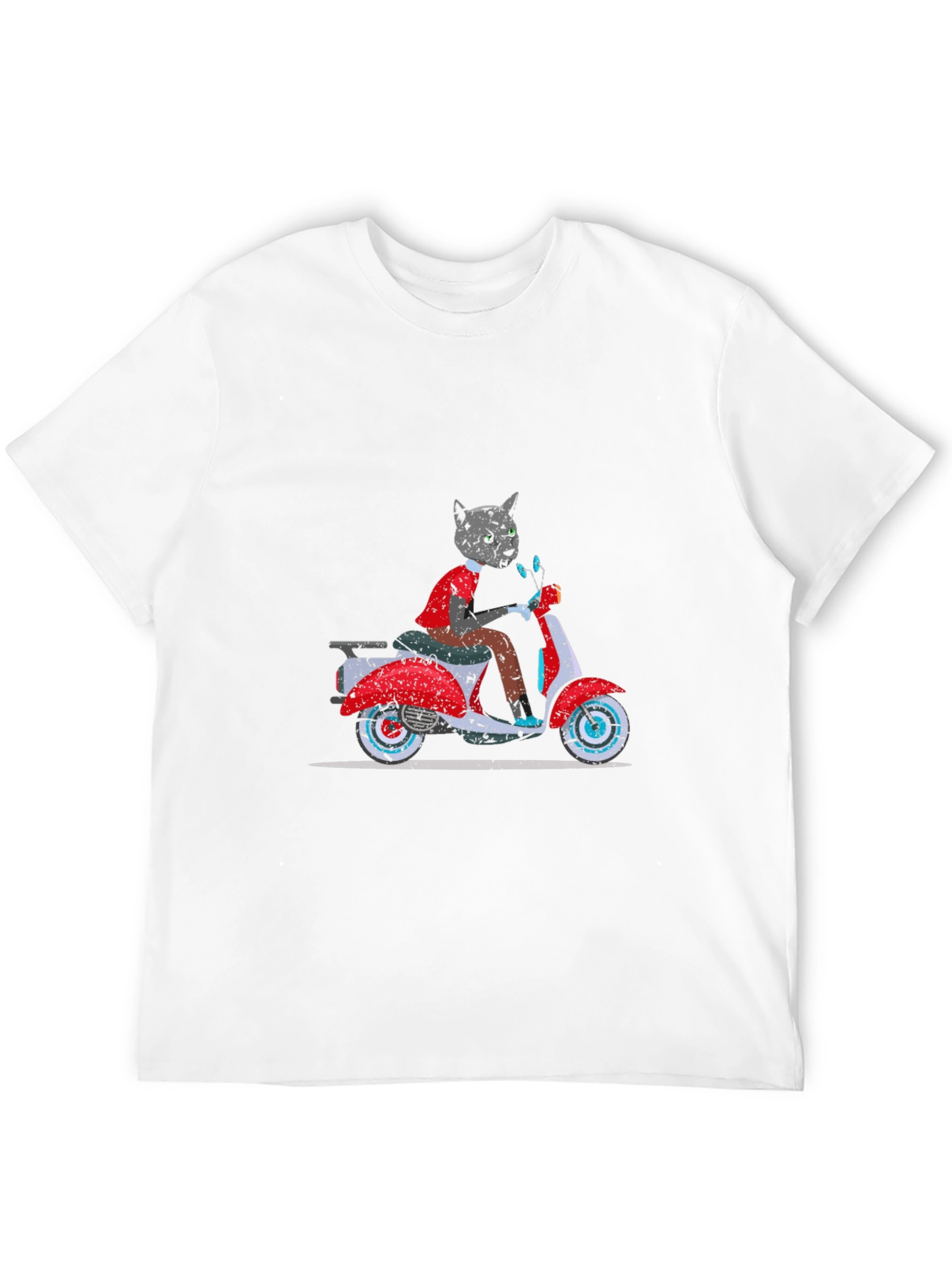 Cat on Scooter Graphic Tee - Black T-Shirt