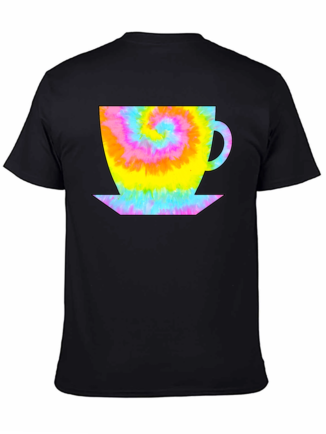 Tie Dye Coffee Cup Black T-Shirt