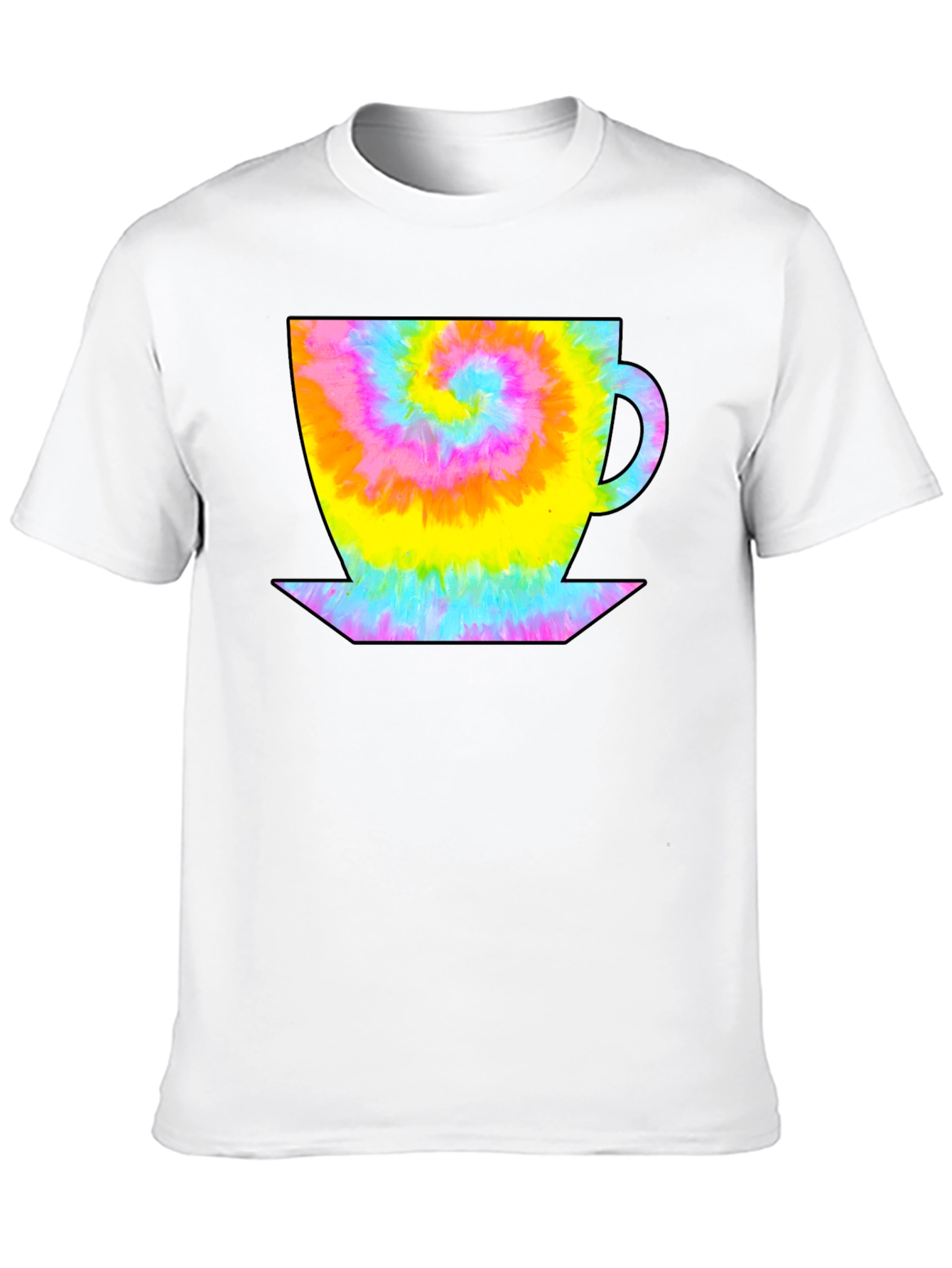 Tie Dye Coffee Cup Black T-Shirt