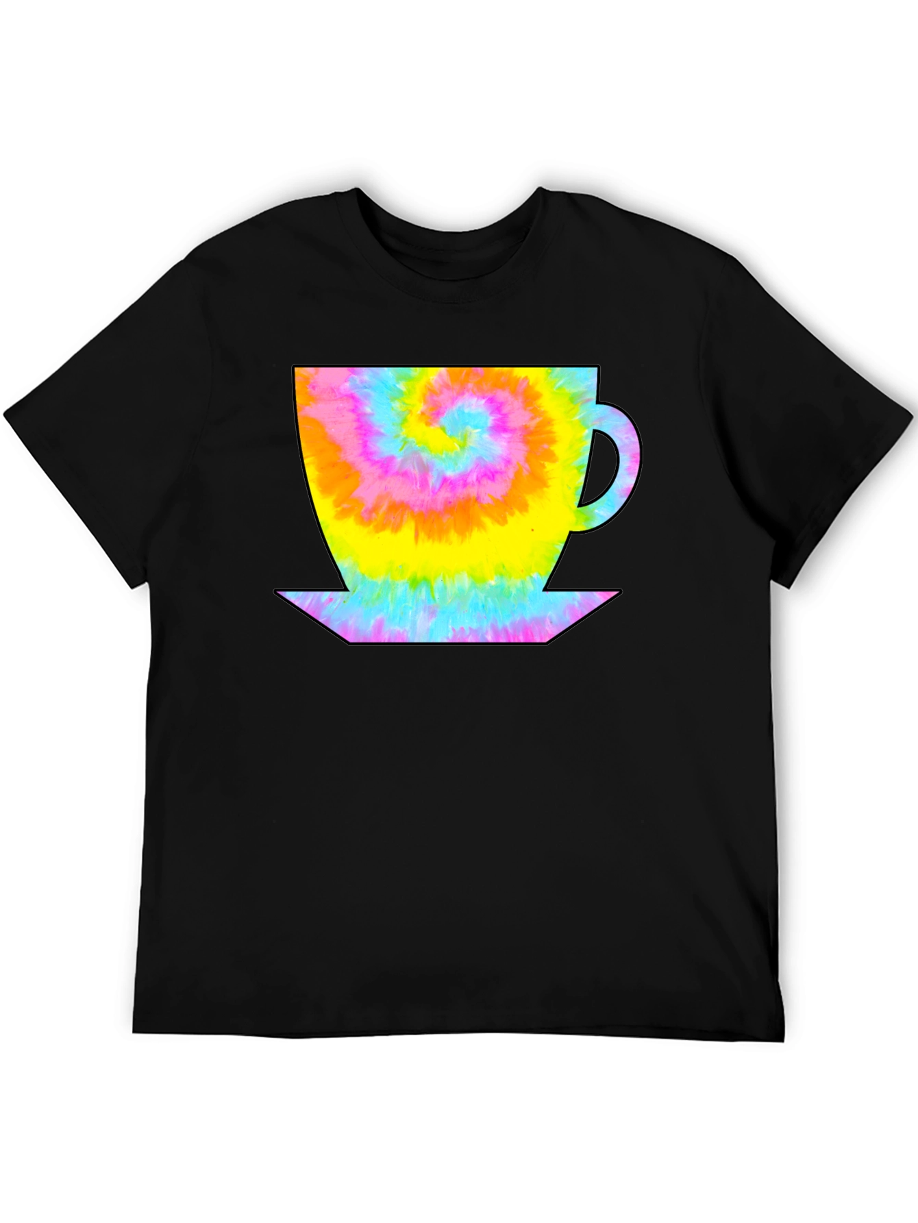Tie Dye Coffee Cup Black T-Shirt