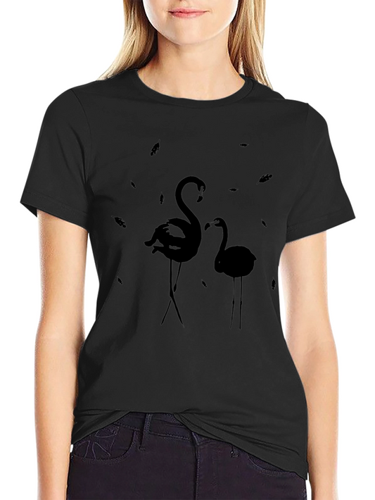 Black Flamingo Print T-Shirt