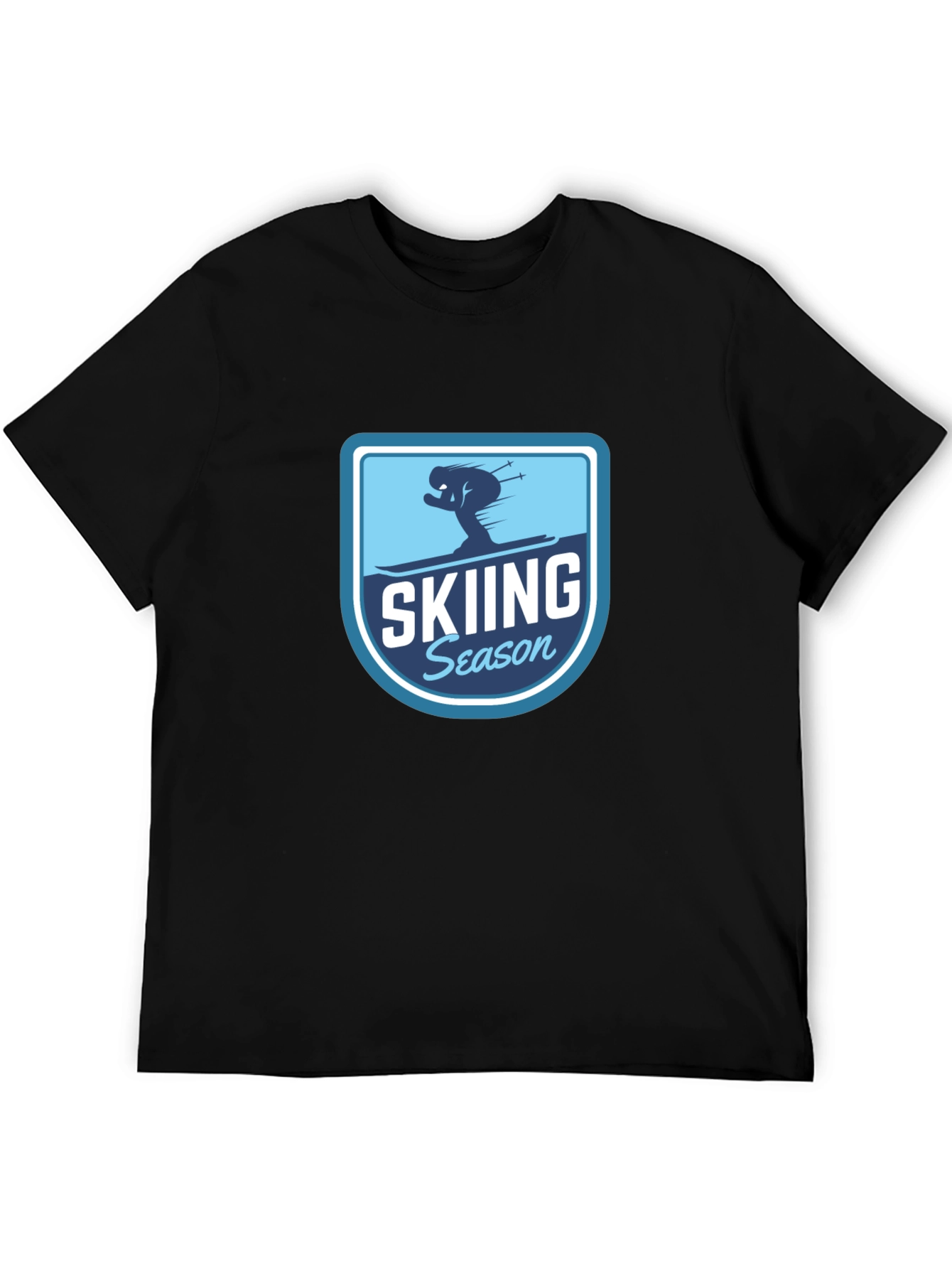 Skiing Season Black T-Shirt