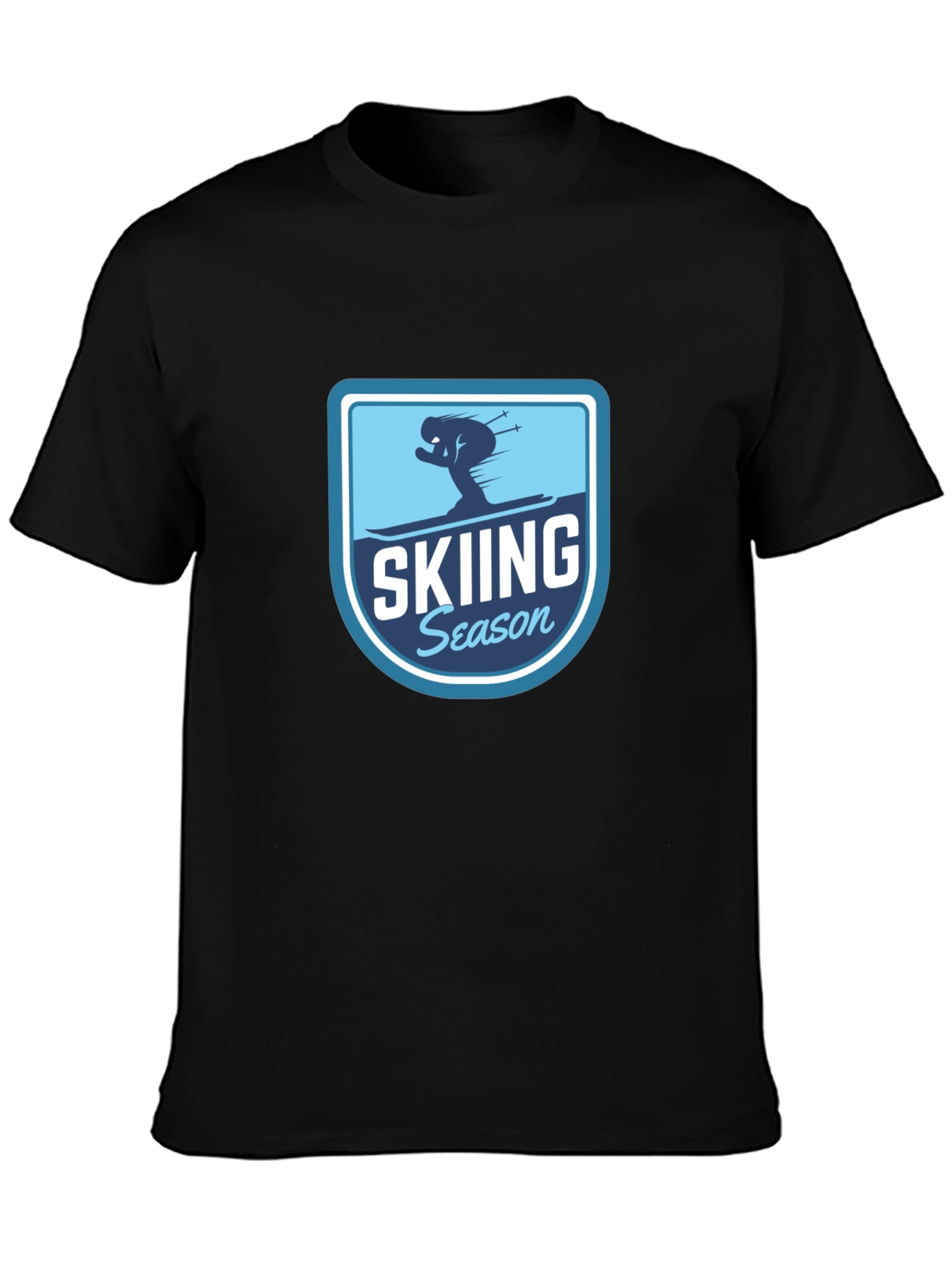 Skiing Season Black T-Shirt