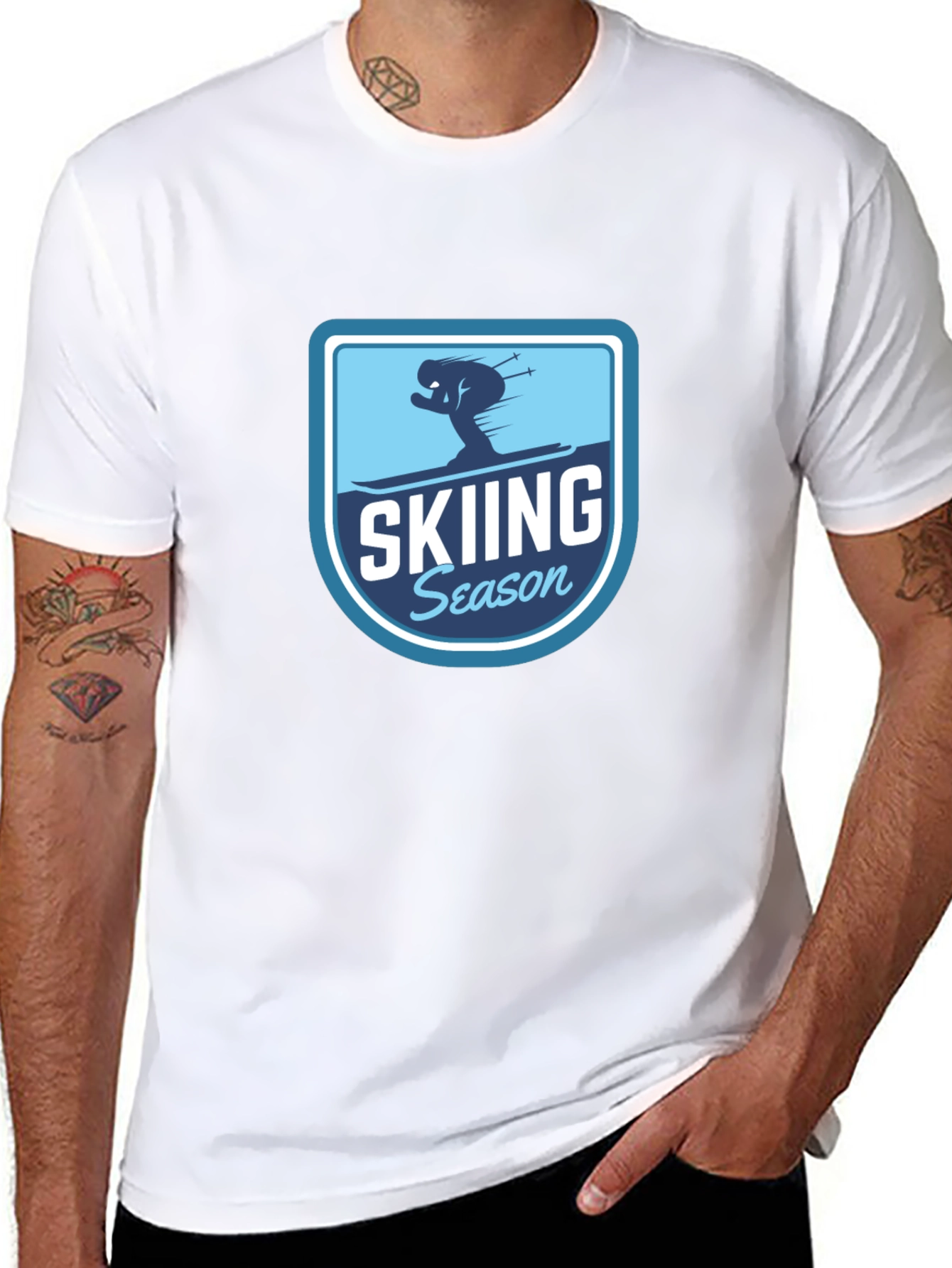 Skiing Season Black T-Shirt