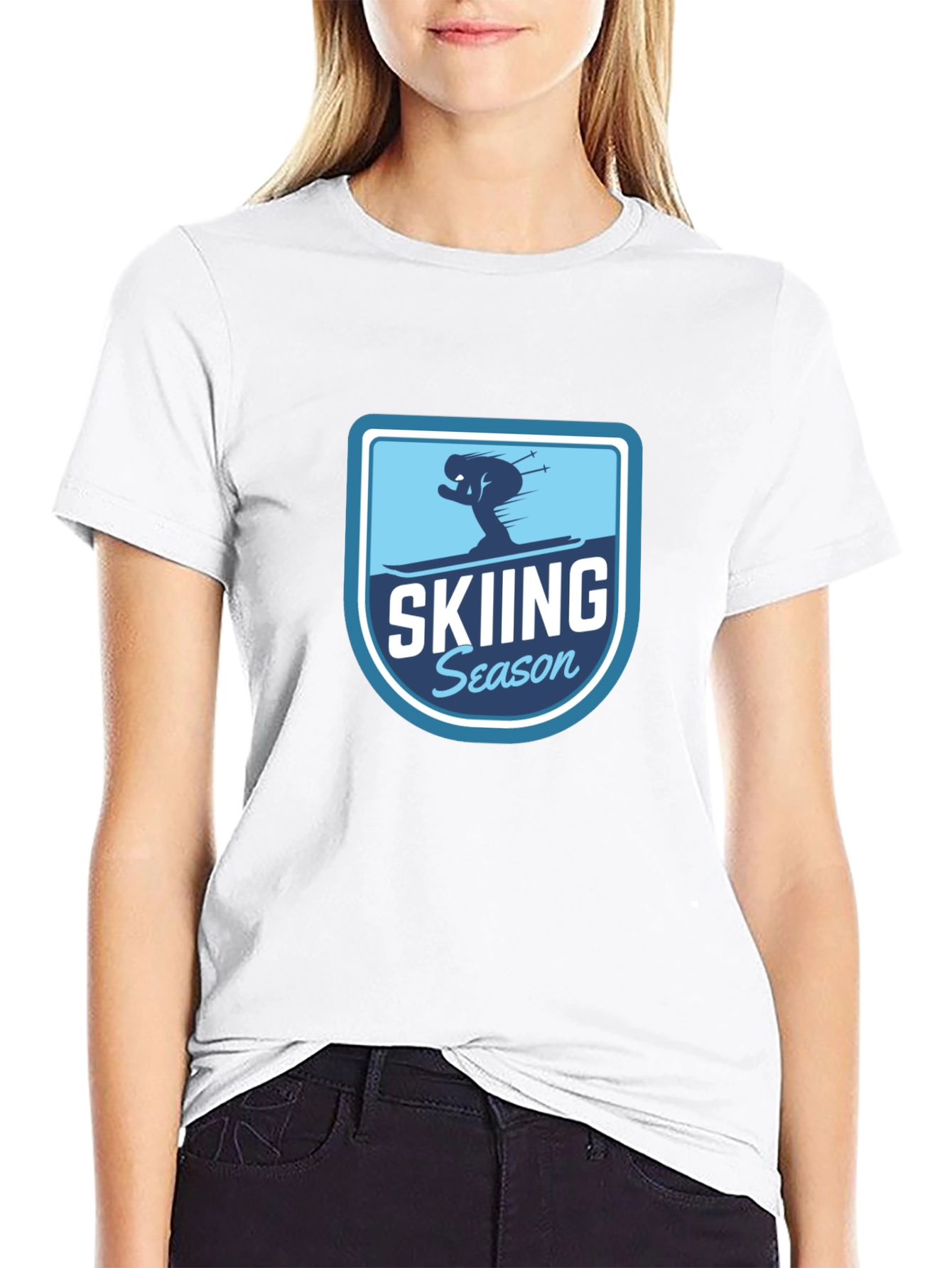 Skiing Season Black T-Shirt