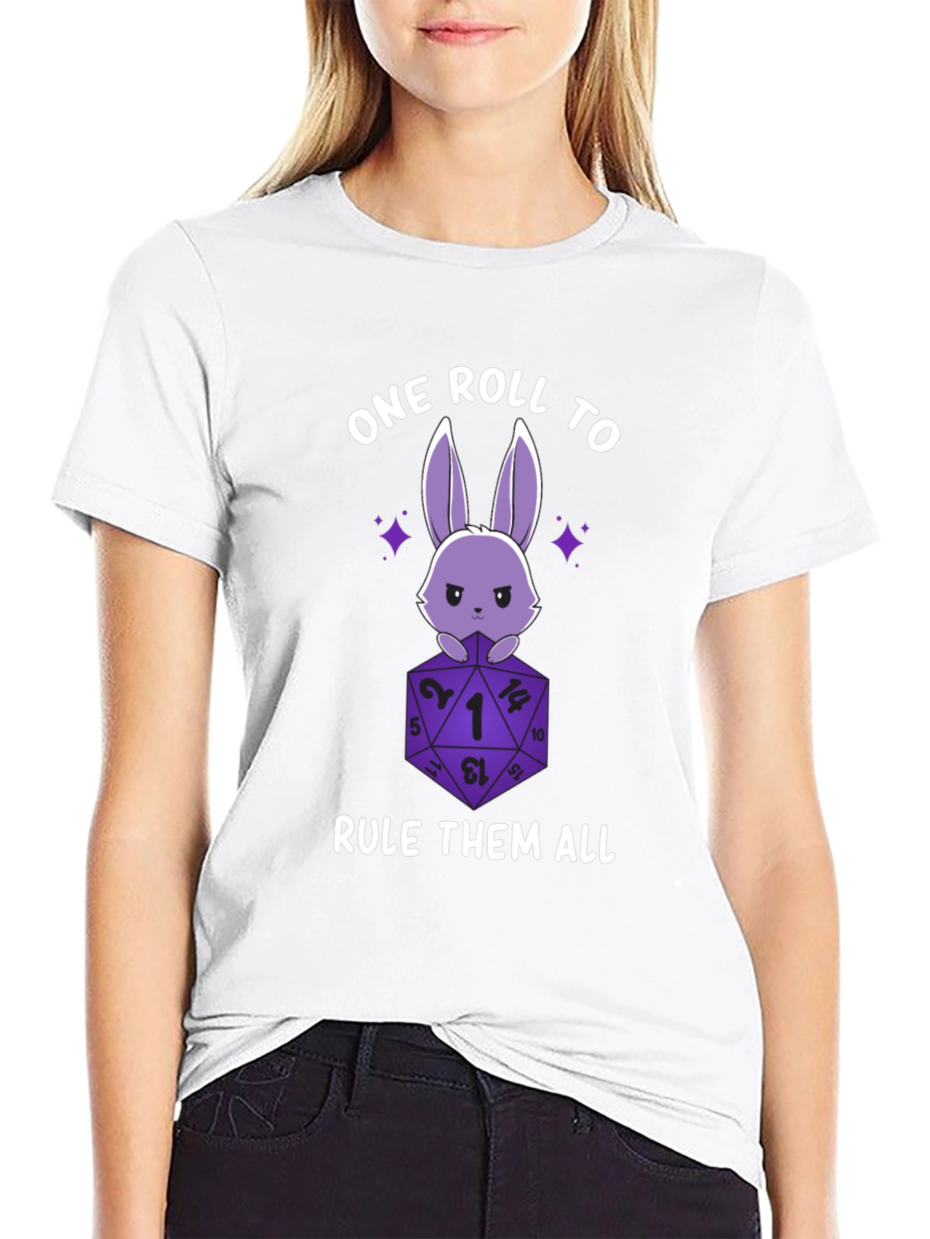 One Roll to Rule Them All D&D Bunny T-Shirt