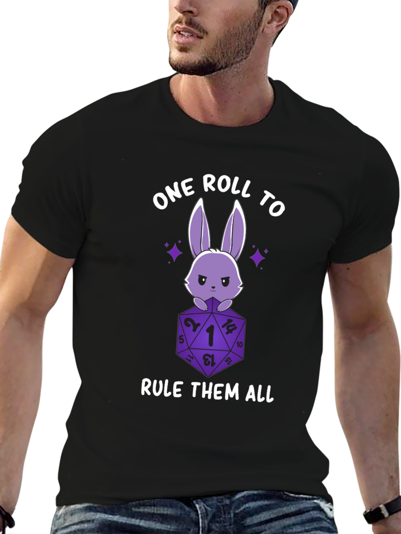 One Roll to Rule Them All D&D Bunny T-Shirt