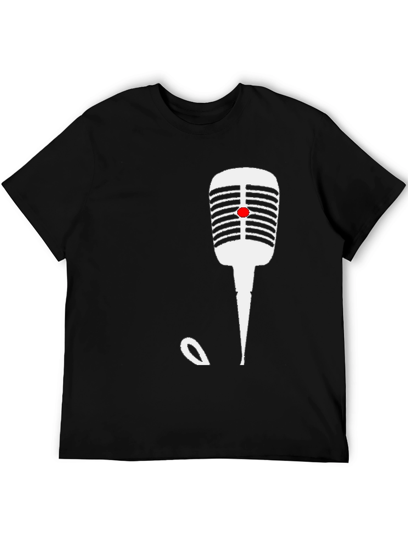 Retro Microphone Graphic Tee - Black
