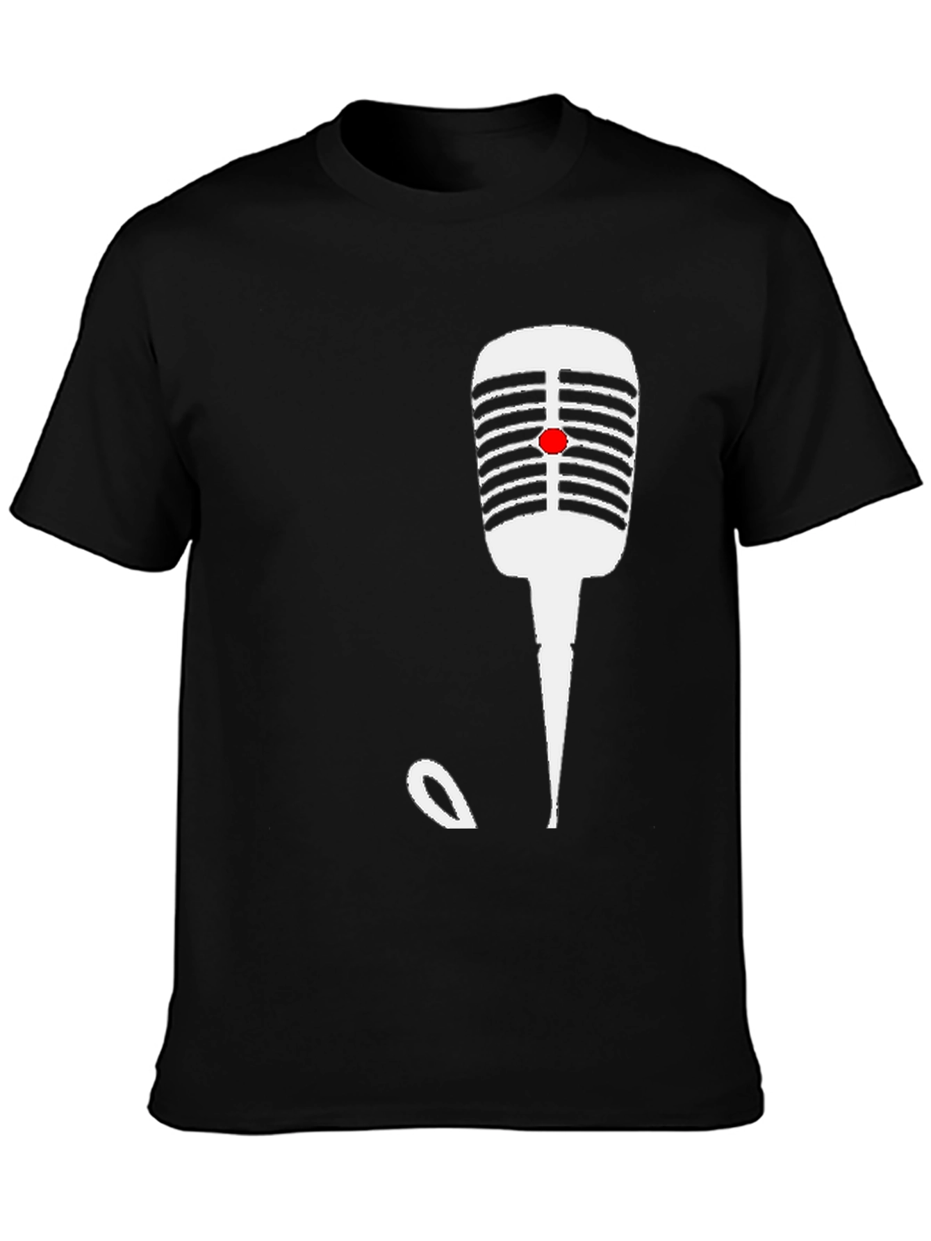 Retro Microphone Graphic Tee - Black