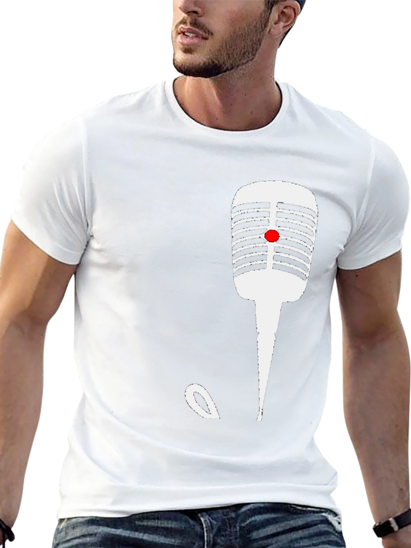 Retro Microphone Graphic Tee - Black