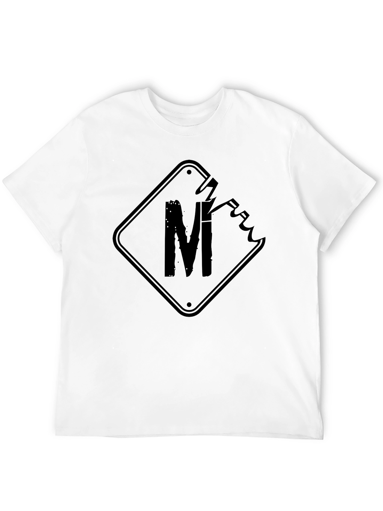 Mens Black T-Shirt with M Graphic Design