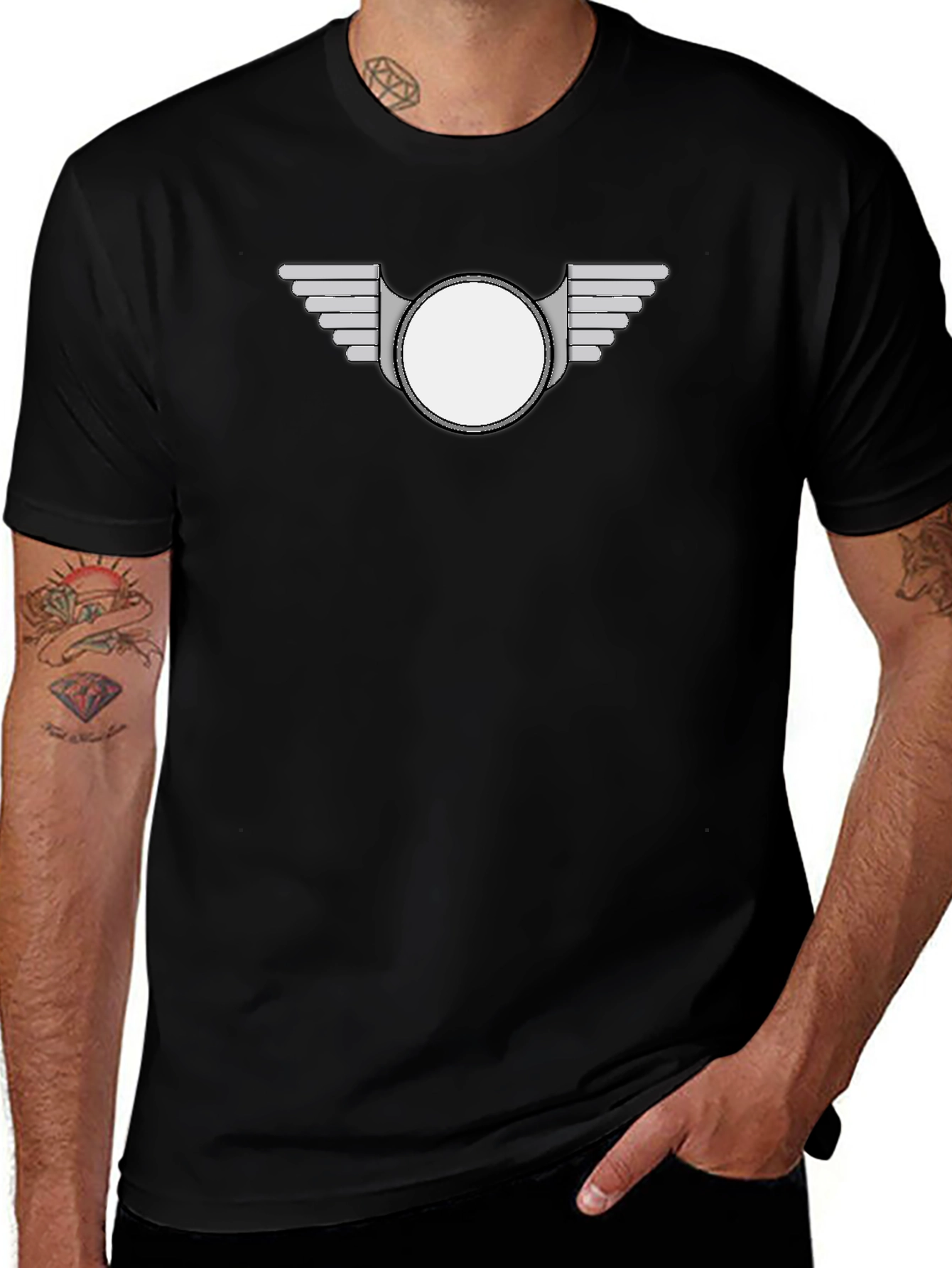 Modern Winged Badge Black T-Shirt