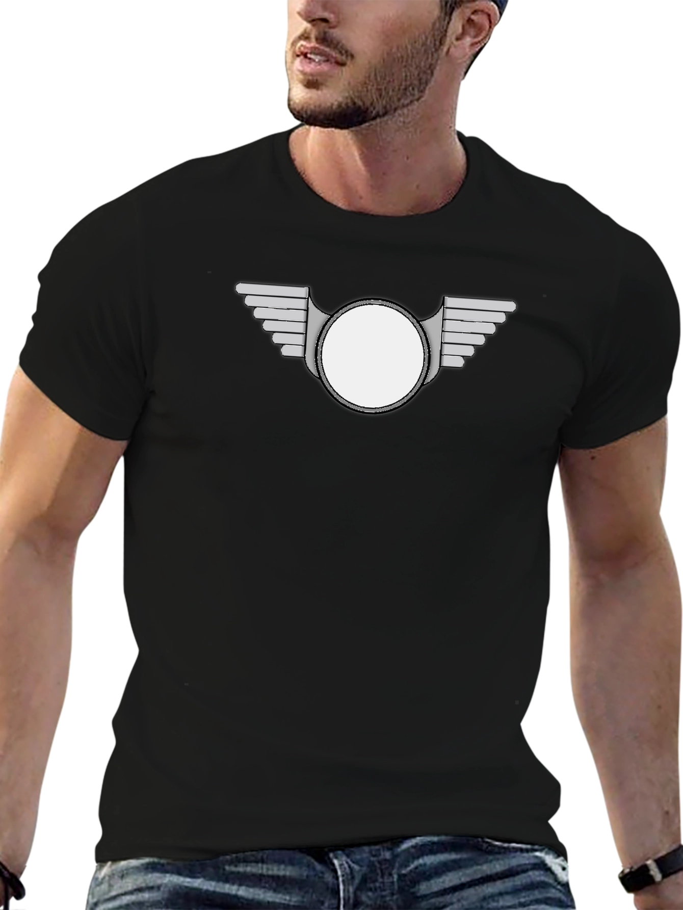 Modern Winged Badge Black T-Shirt
