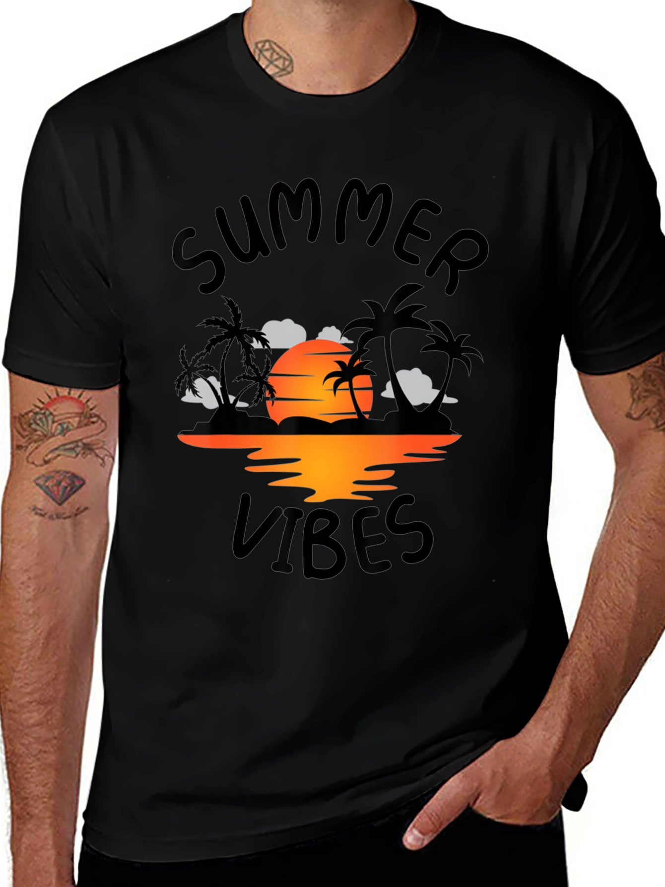 Summer Vibes Graphic Tee - Black T-Shirt