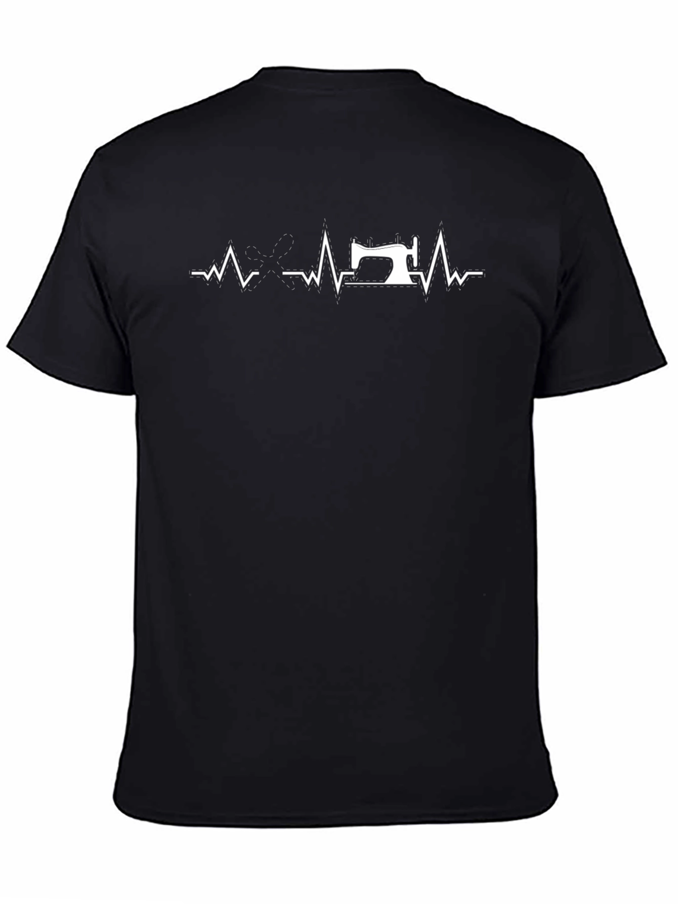 Sewing Heartbeat T-Shirt - Black Cotton Tee