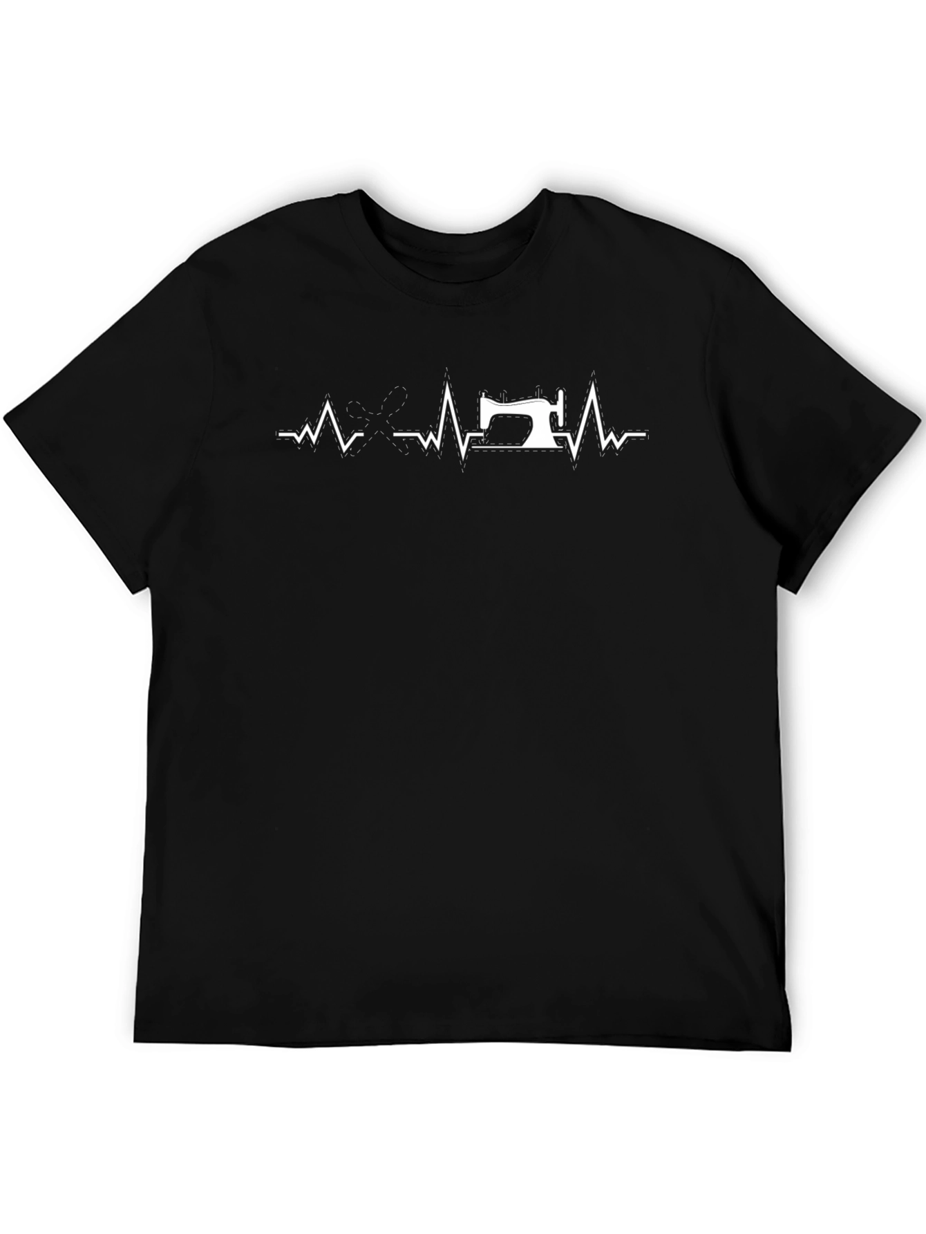 Sewing Heartbeat T-Shirt - Black Cotton Tee