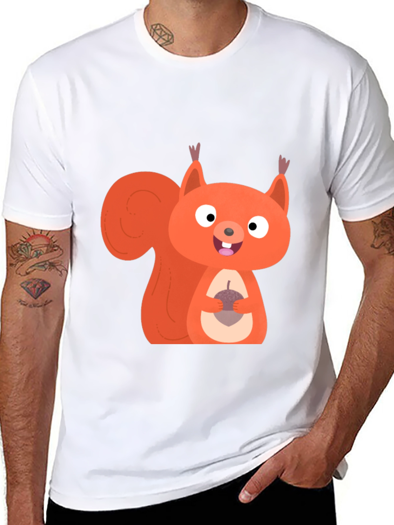 Squirrel Graphic Tee - Mens Black Cotton T-Shirt