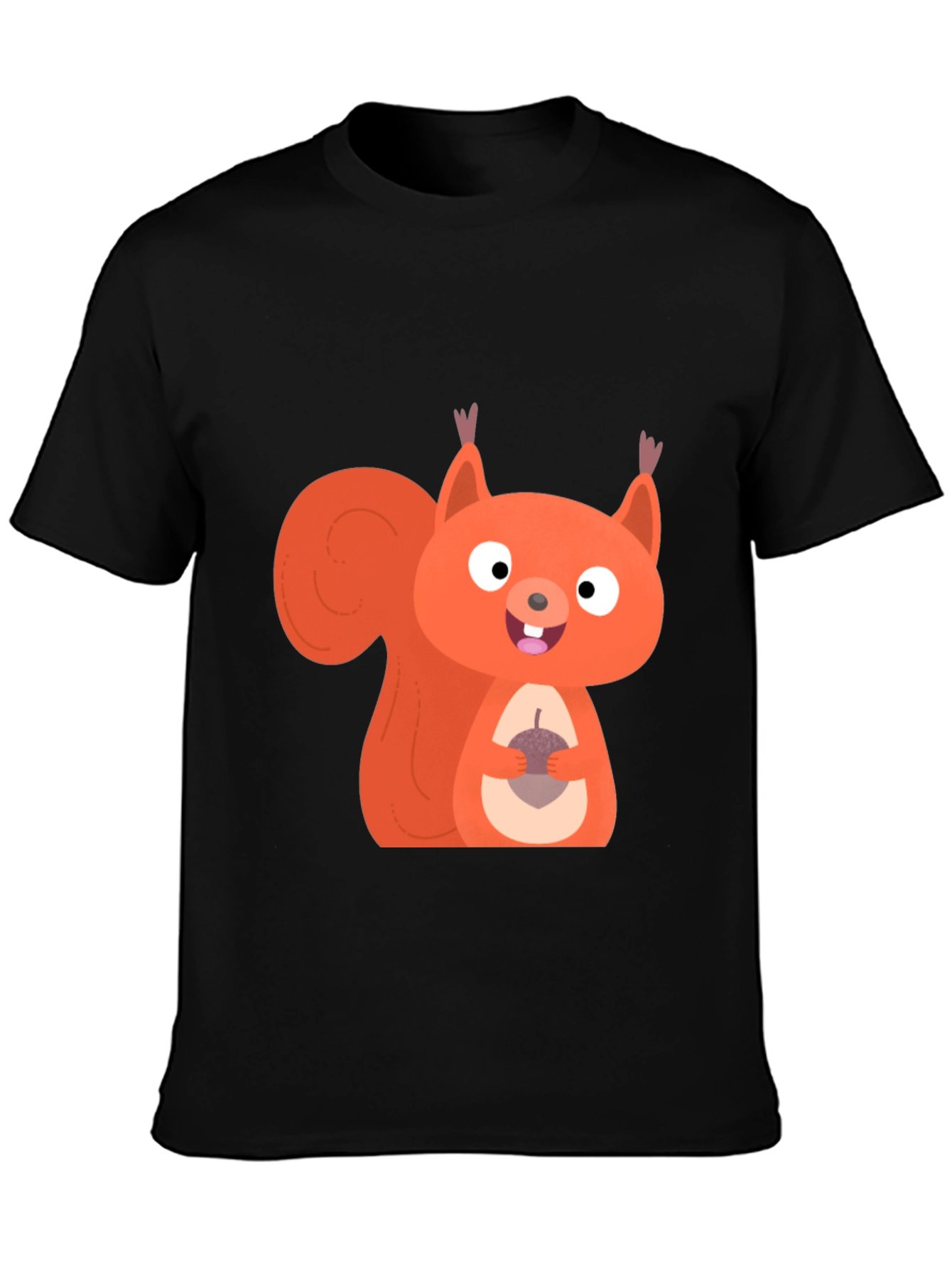 Squirrel Graphic Tee - Mens Black Cotton T-Shirt