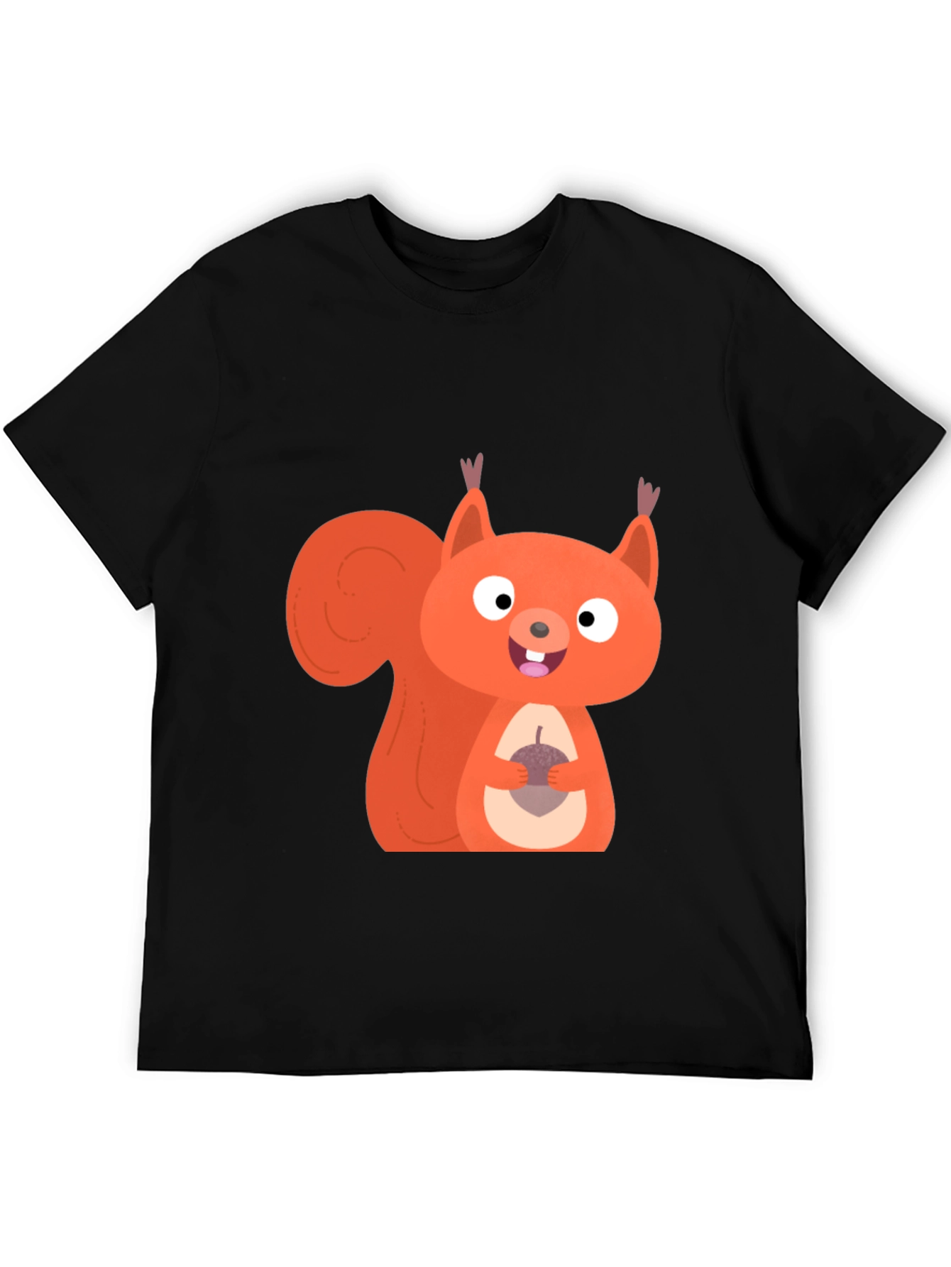 Squirrel Graphic Tee - Mens Black Cotton T-Shirt
