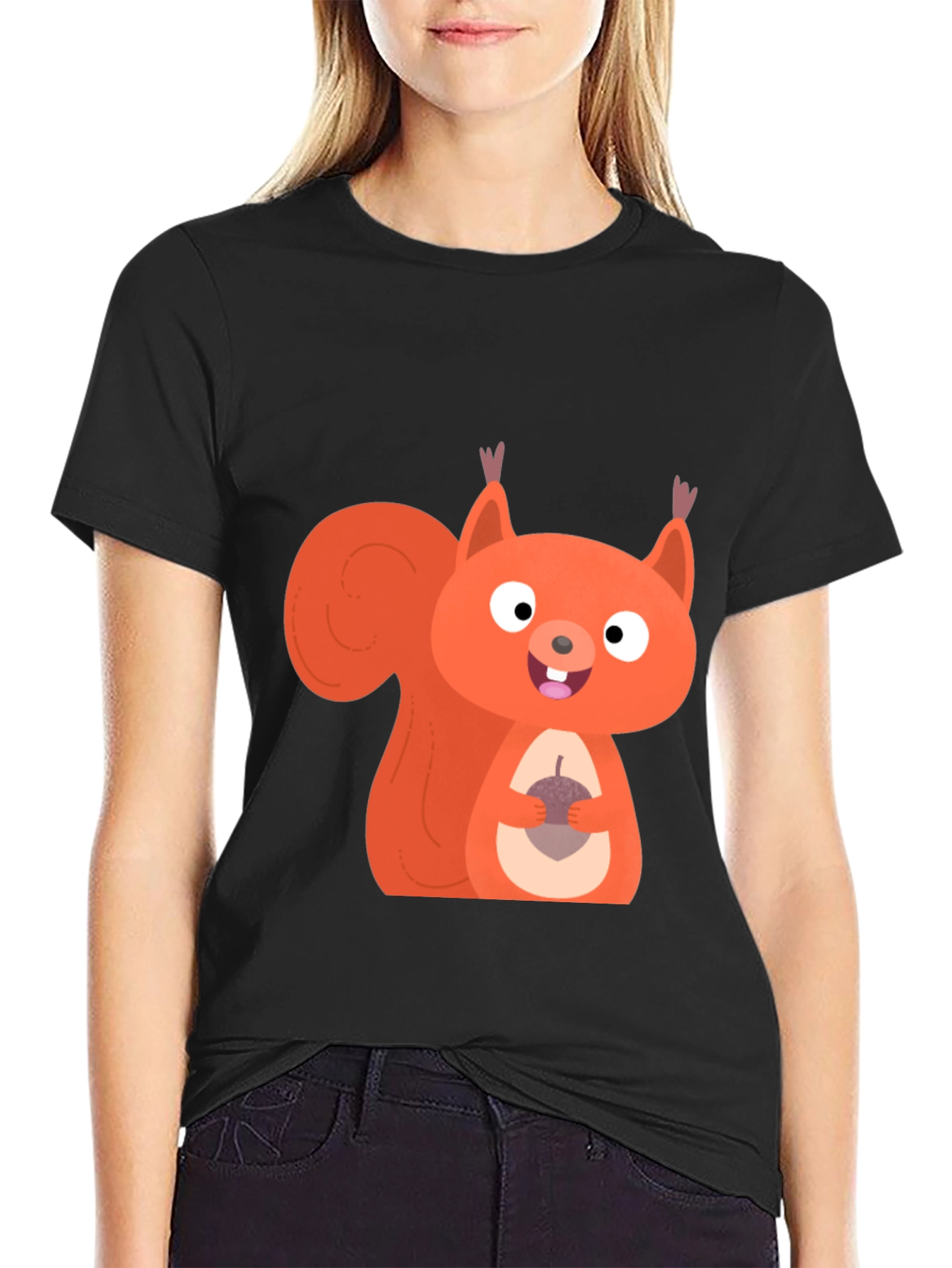 Squirrel Graphic Tee - Mens Black Cotton T-Shirt