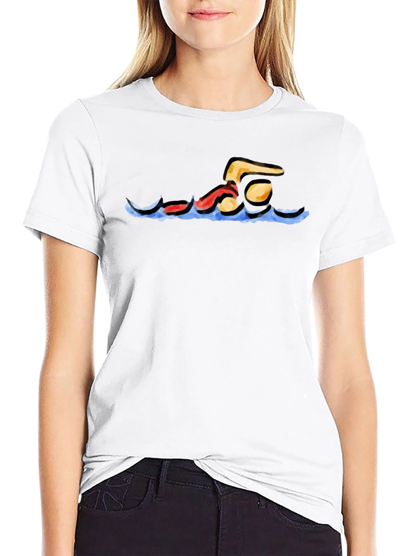 Swimmer Graphic Black T-Shirt
