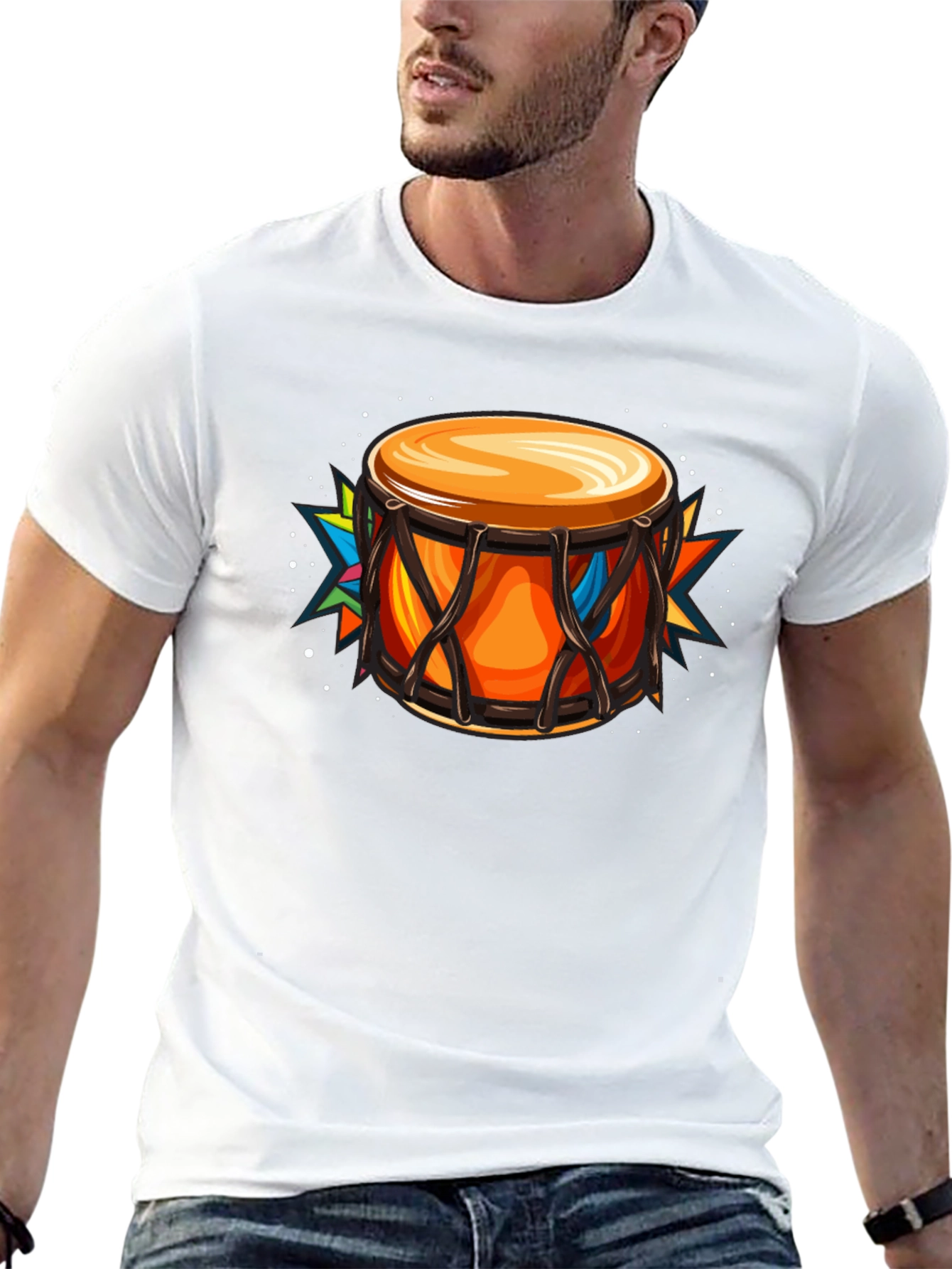 Vibrant Drum Graphic Tee - Musical Style