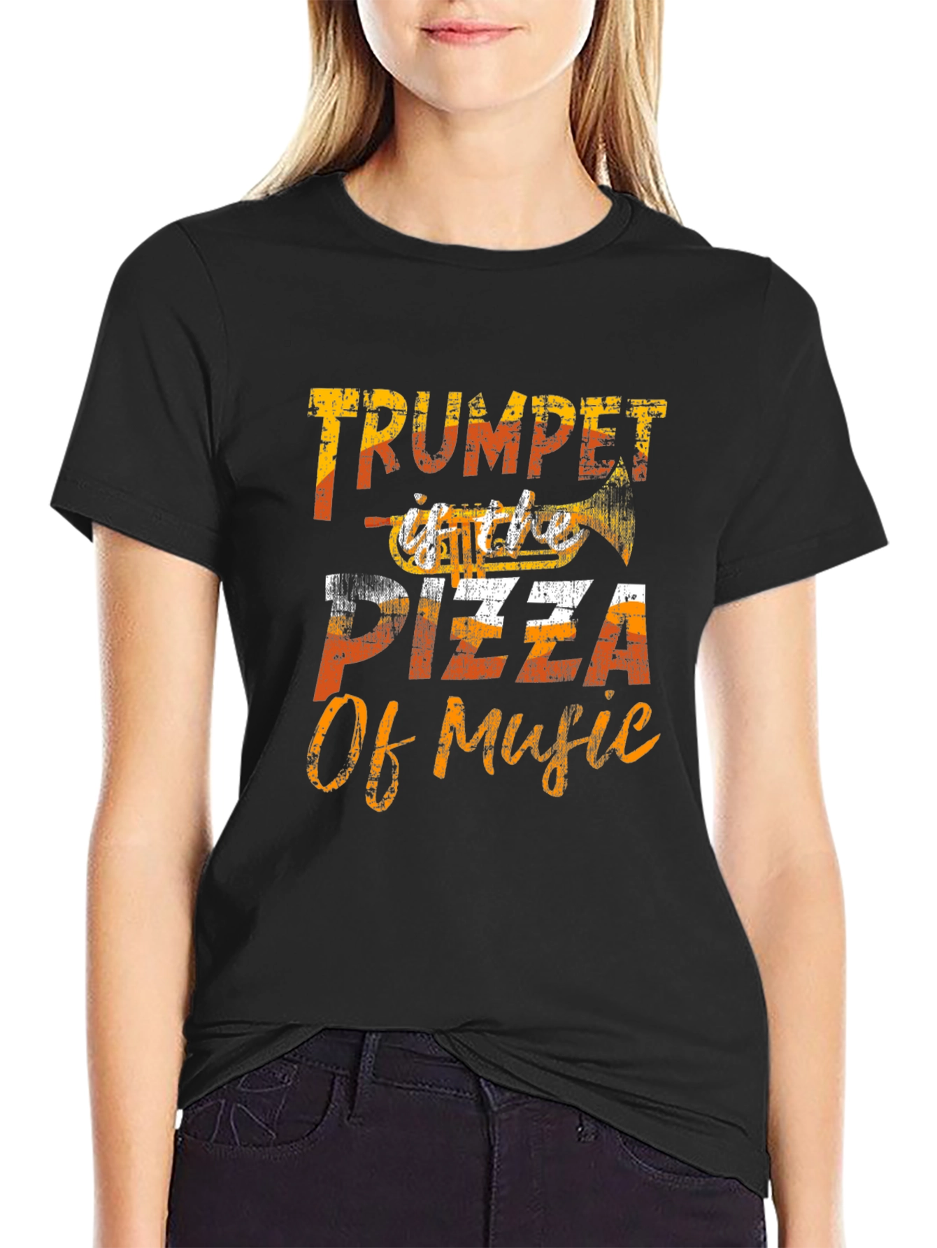 Trumpet Pizza of Music Graphic T-Shirt