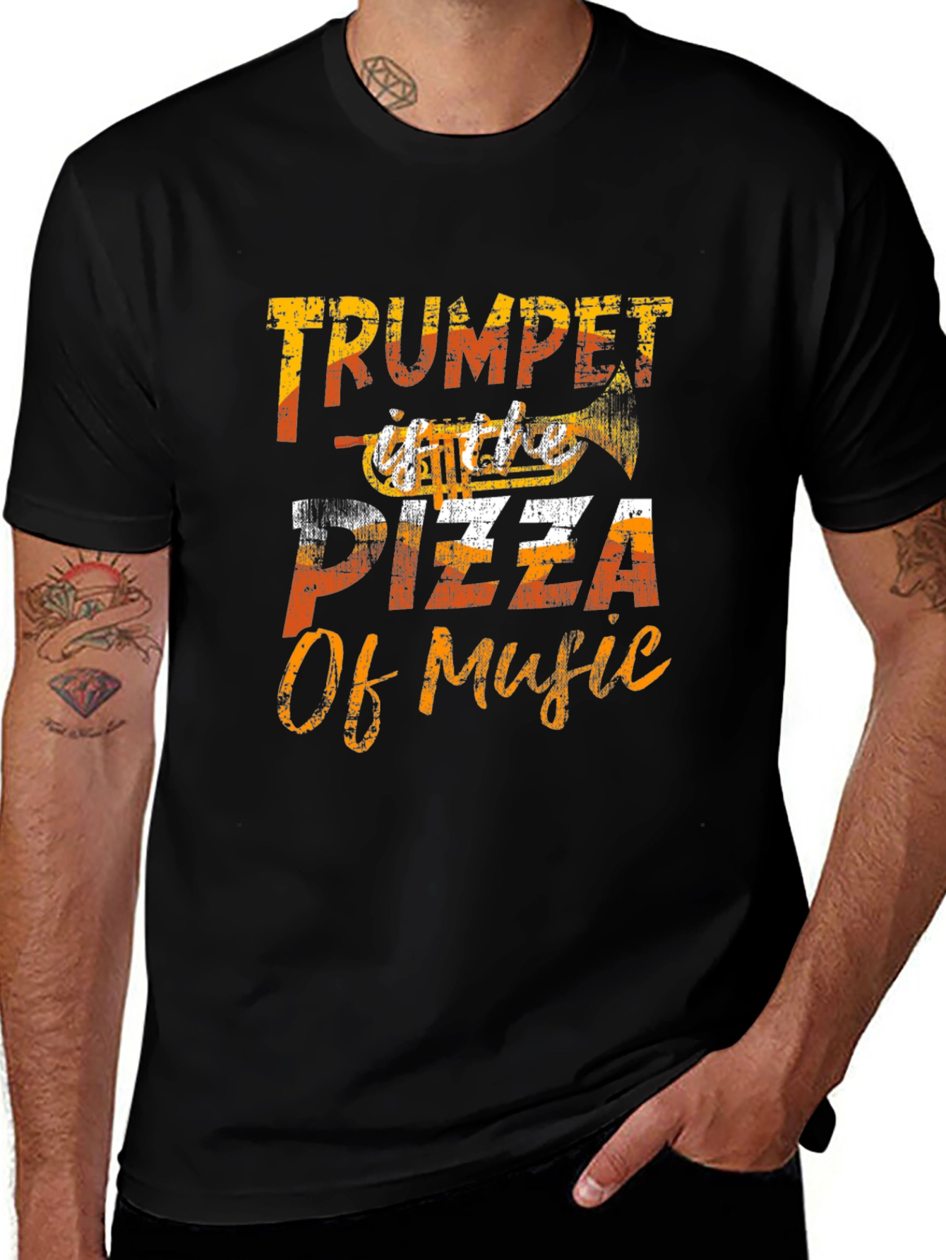 Trumpet Pizza of Music Graphic T-Shirt